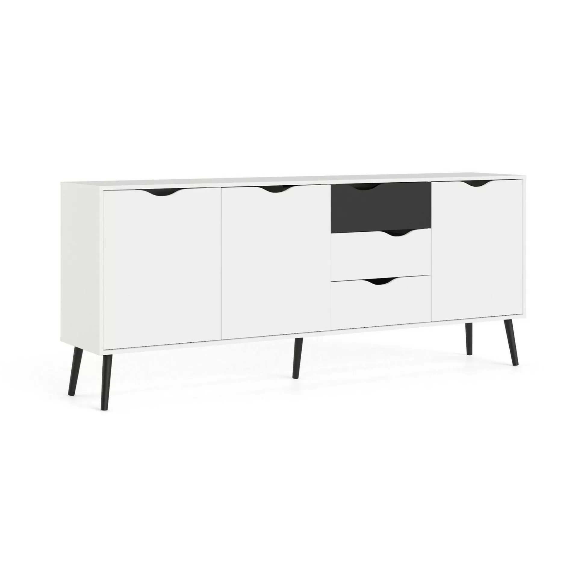 Dmora Credenze<Credenza Dsamel, 195x39 h81 cm, Bianco e Nero
