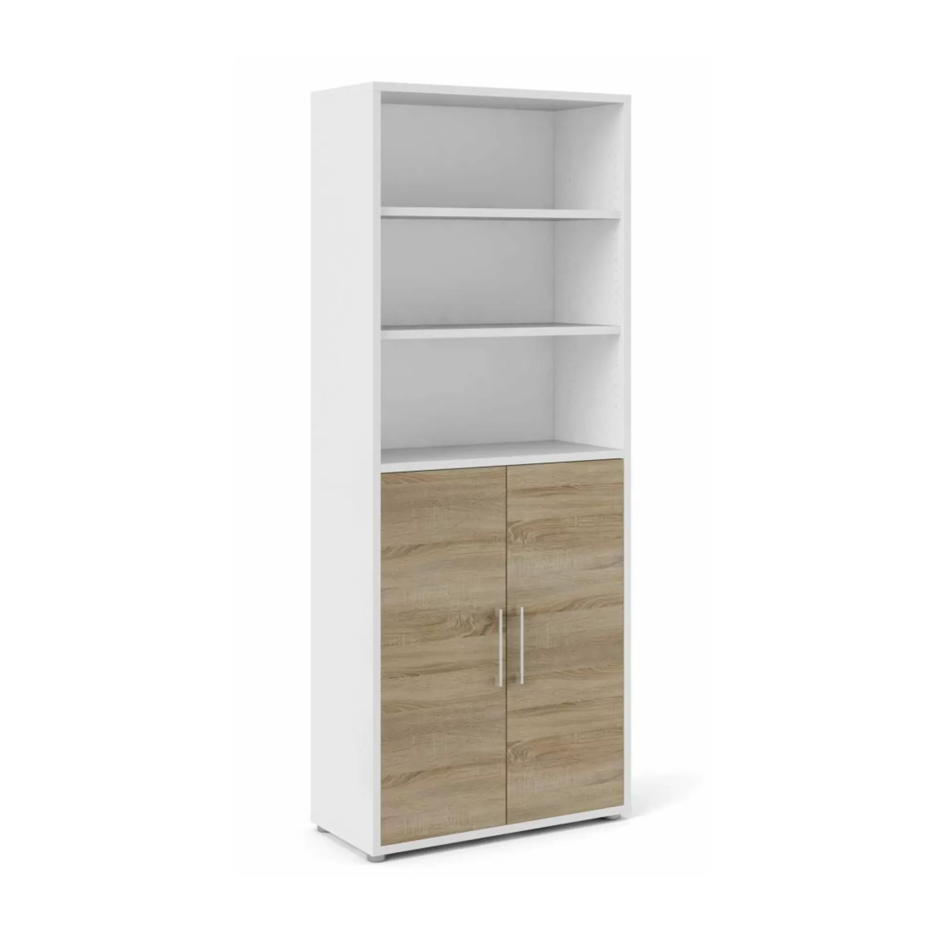 Dmora Credenze<Credenza Dsupp, 89x40 h222 cm, Bianco e Quercia