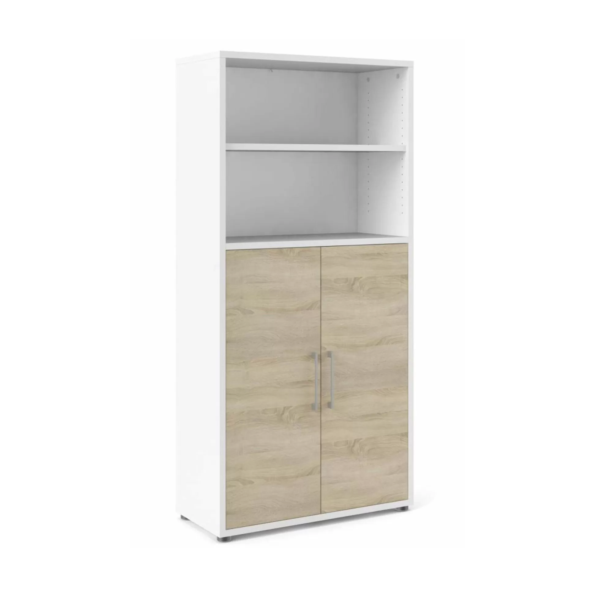Dmora Credenze<Credenza Dsvobod, 89x40 h186 cm, Bianco e Quercia