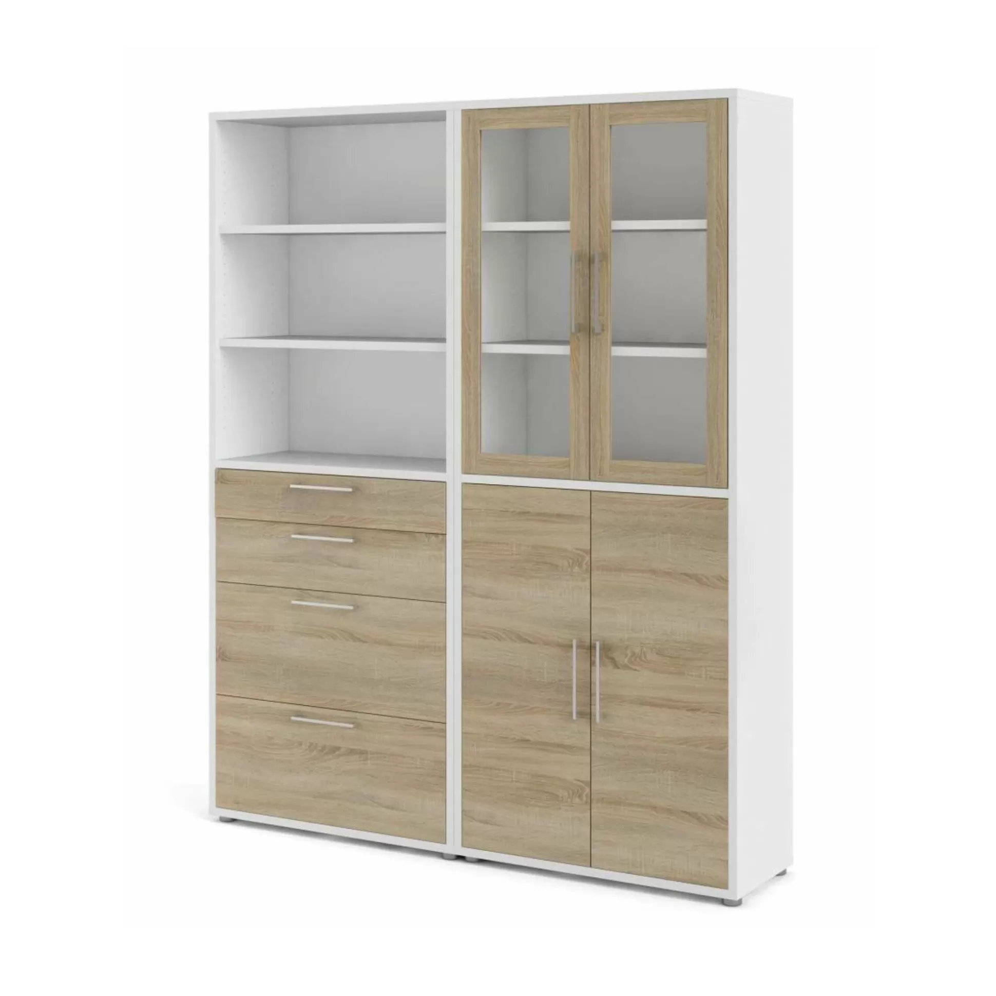 Dmora Credenze<Credenza Embabane, 40x178 h222 cm, Bianco e Quercia