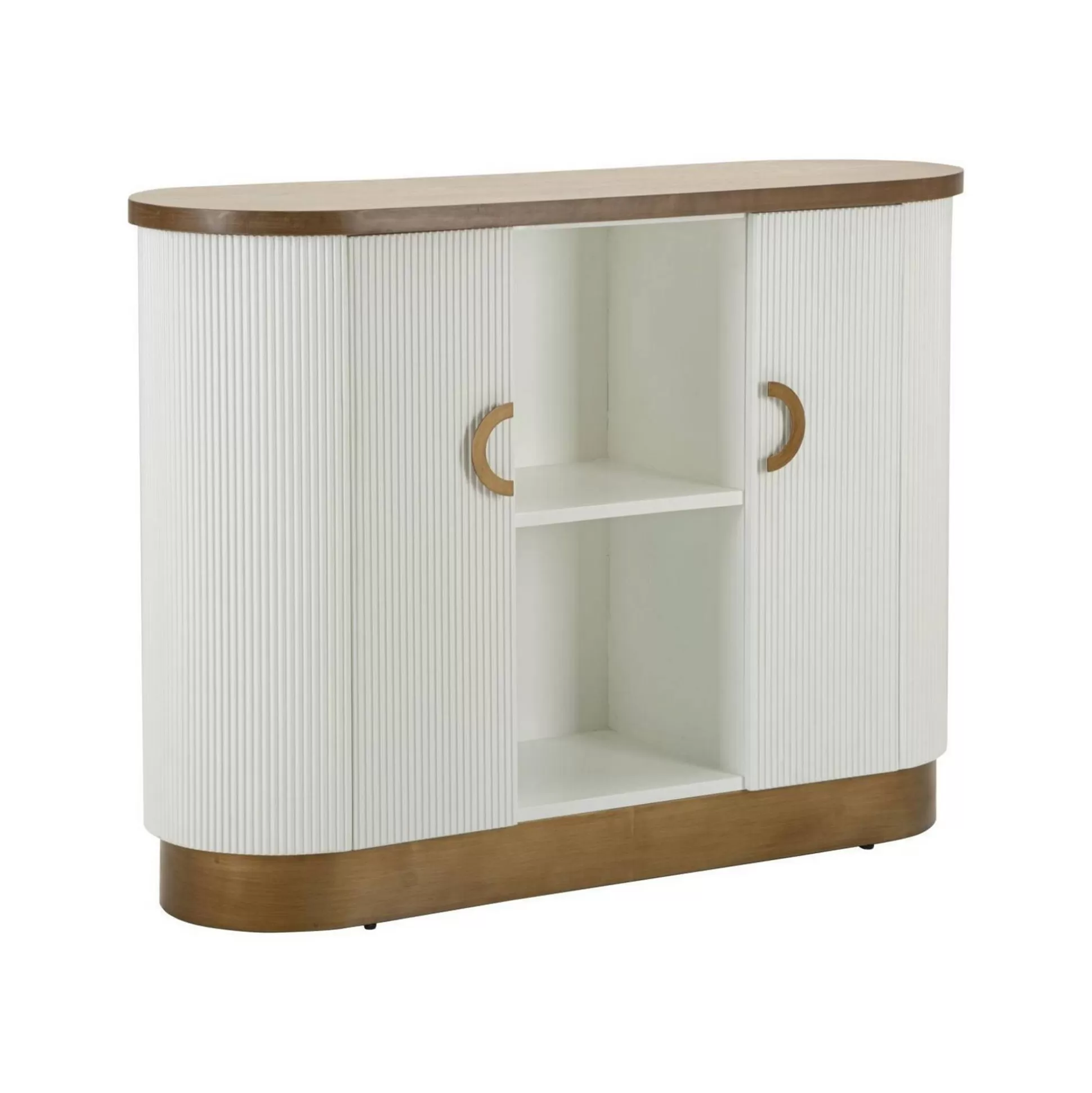 Dmora Credenze<Credenza Ferrule, 121x41 h90 cm, Bianco e Marrone