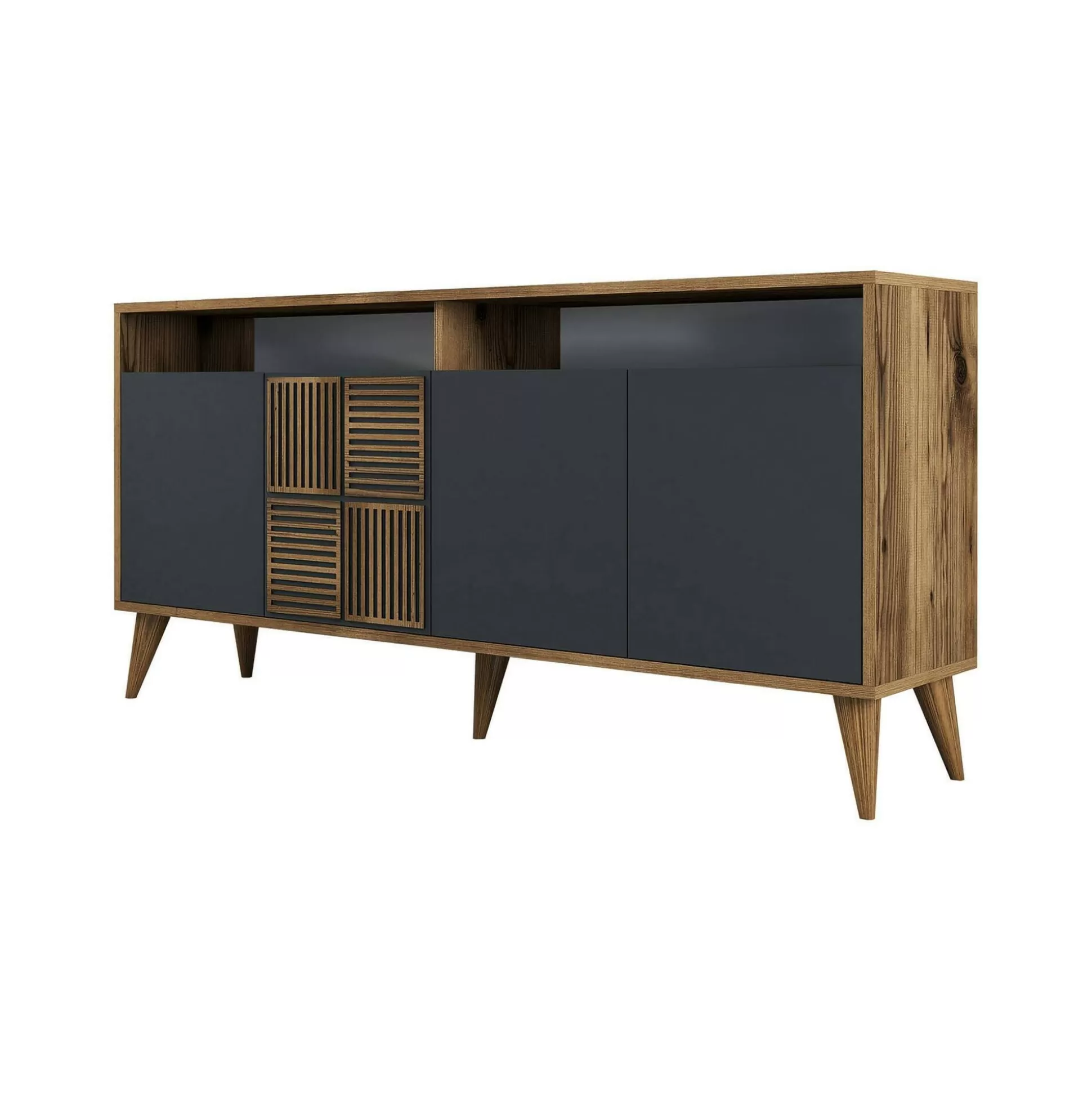 Dmora Credenze<Credenza Garigliano, 160x35h79 cm, Noce e Antracite
