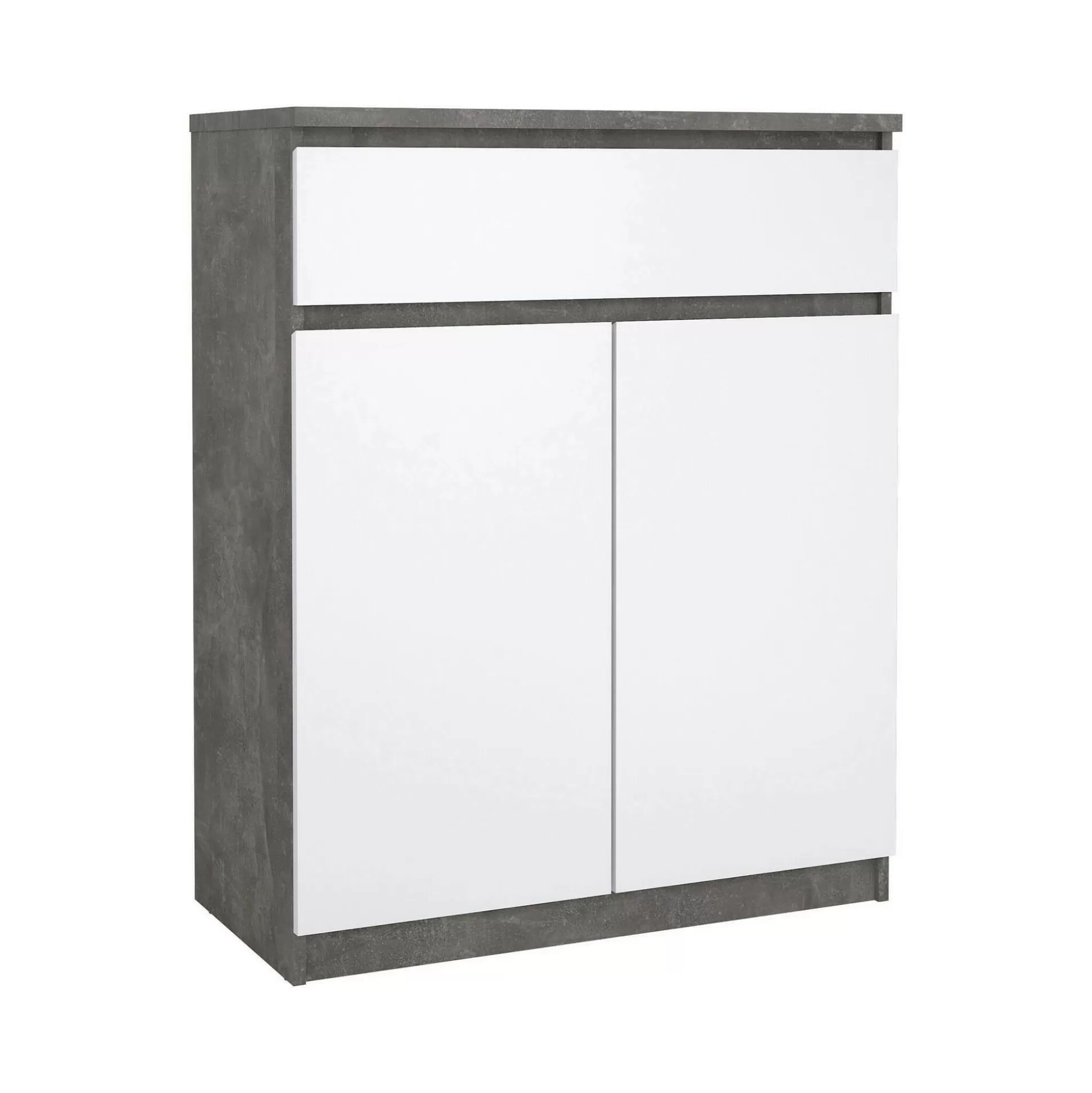 Dmora Credenze<Credenza Genziana, 40x80 h100 cm, Cemento e Bianco