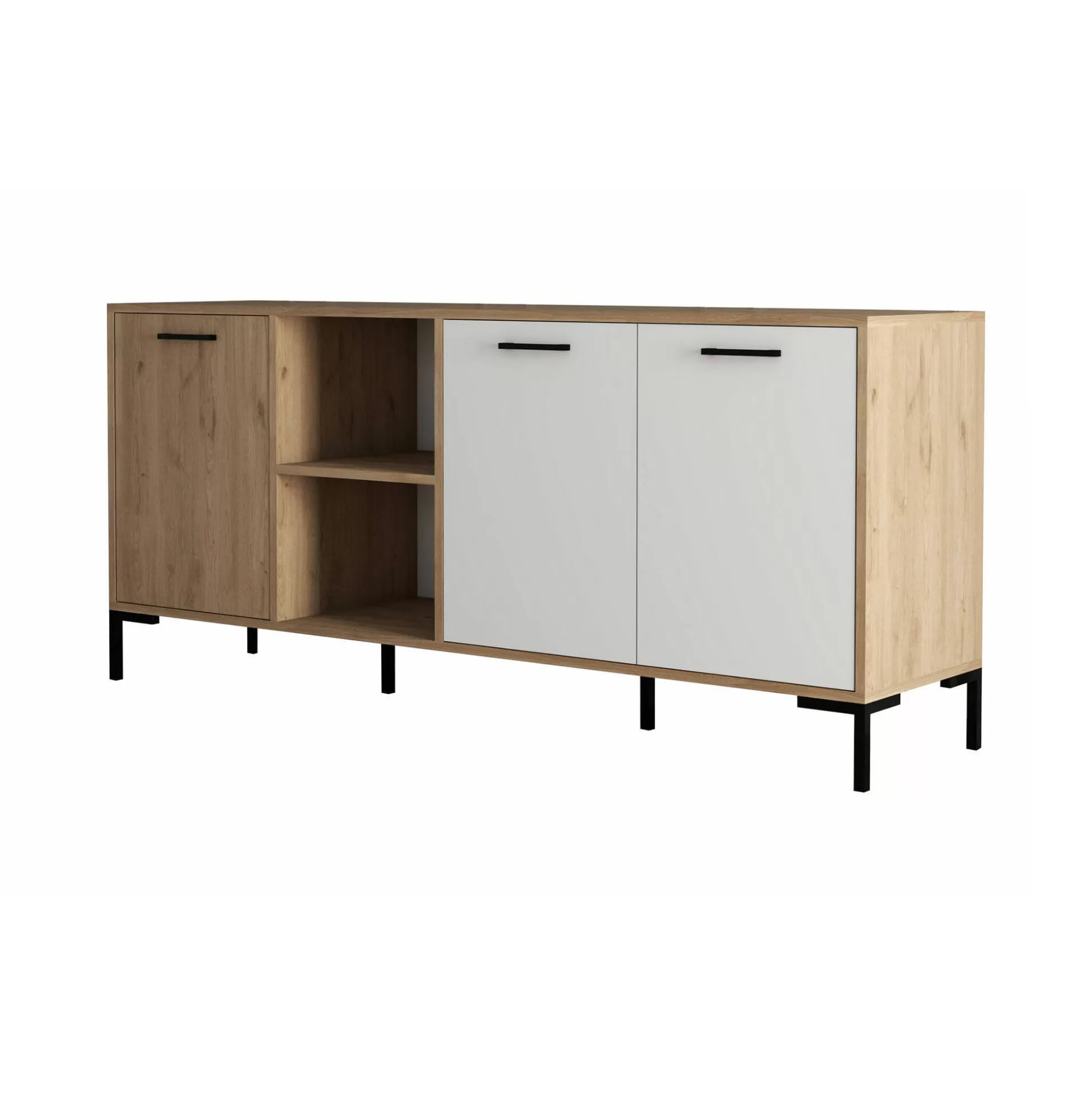 Dmora Credenze<Credenza Hato, 180x45 h80 cm, Quercia e Bianco
