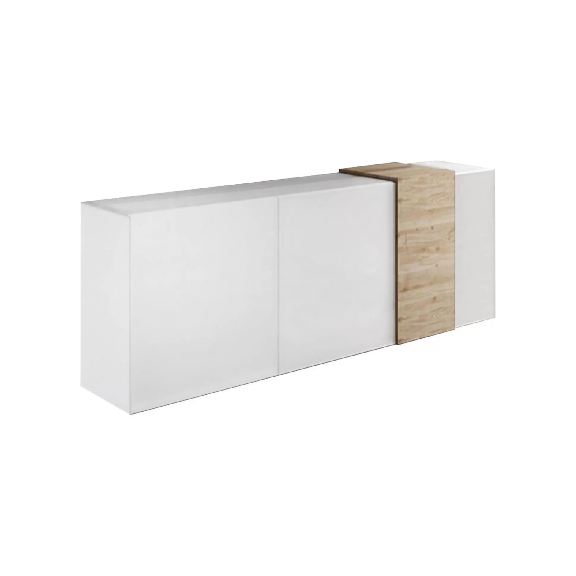 Dmora Credenze<Credenza Jerry, 181x44 h86 cm, Rovere Nodi e Bianco lucido