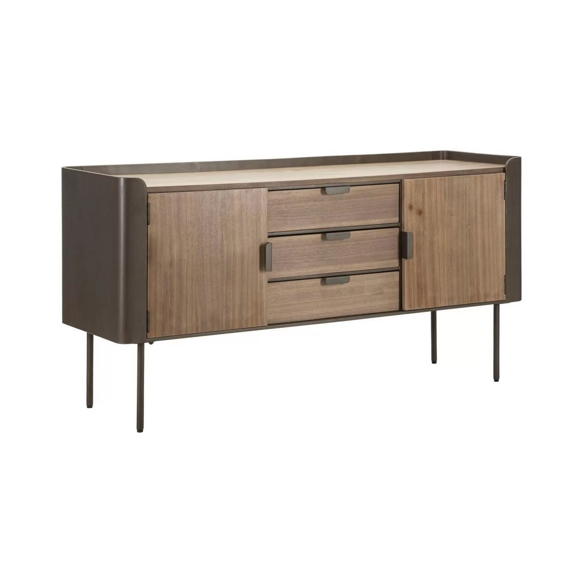 Dmora Credenze<Credenza Jones, 145x47 h76 cm, Grigio e Marrone