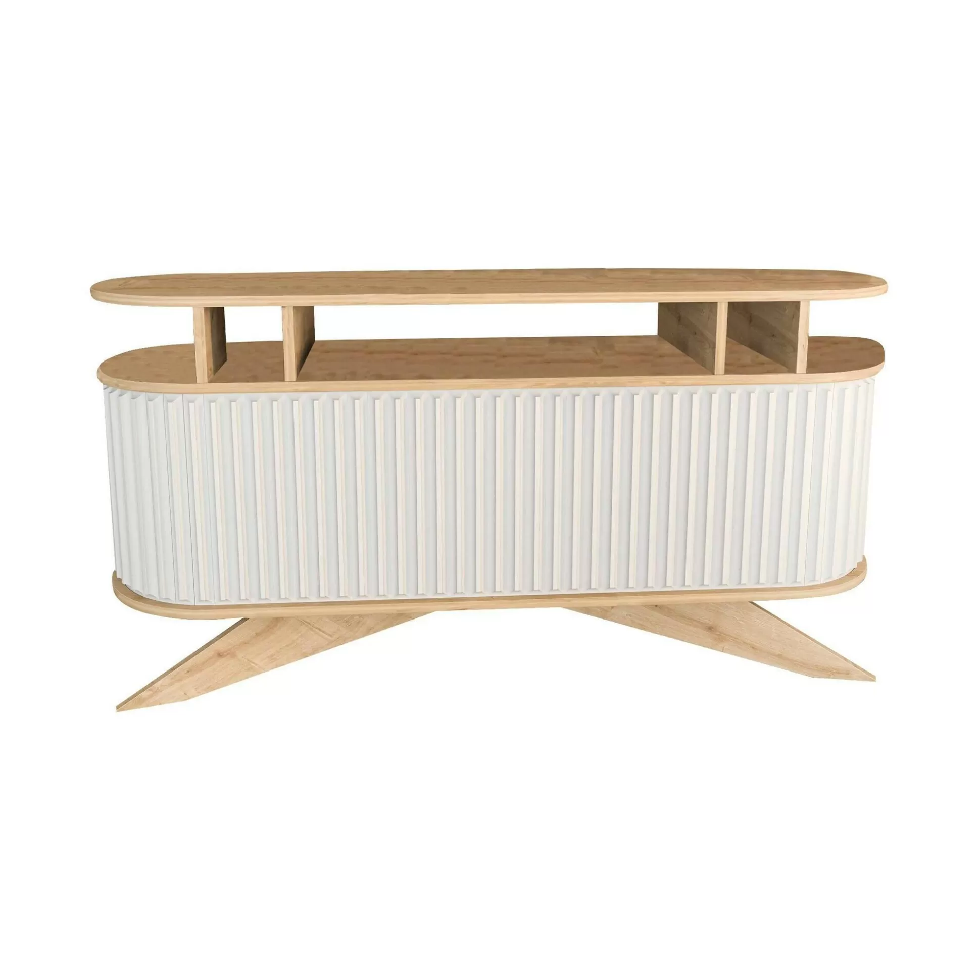 Dmora Credenze<Credenza Joy, 150x43h75 cm, Quercia e Bianco