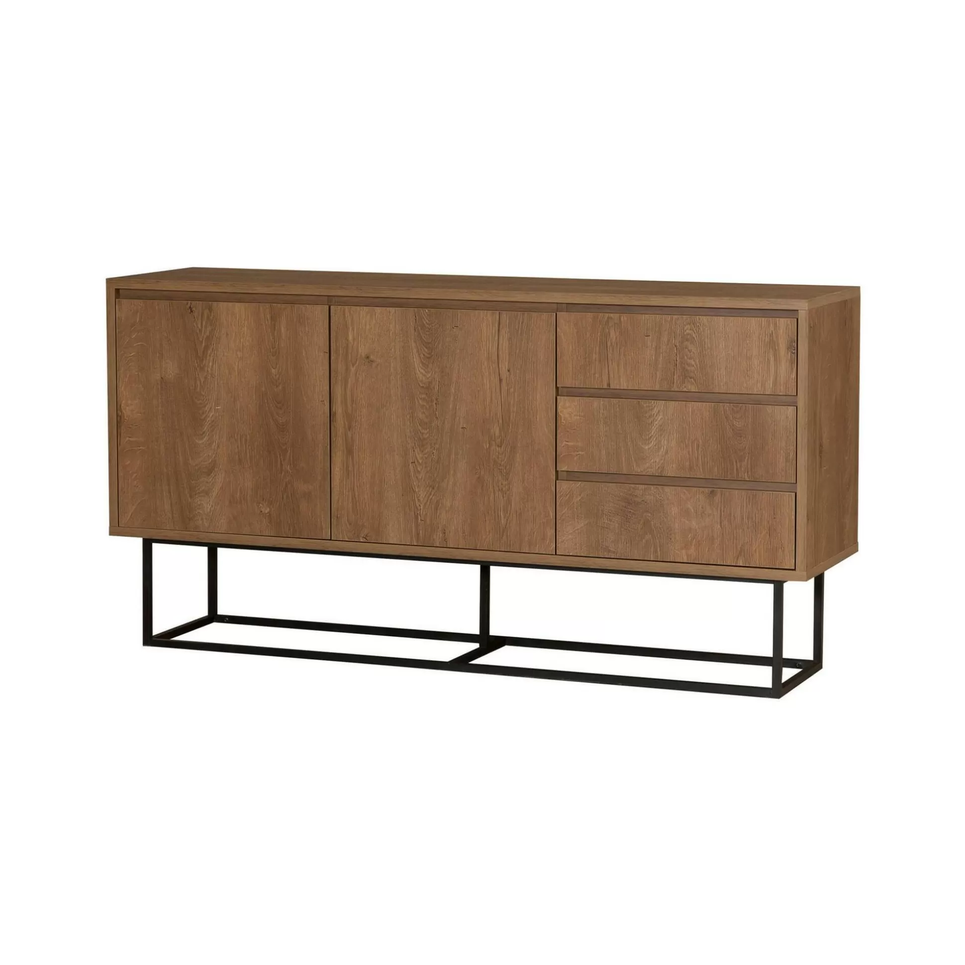 Dmora Credenze<Credenza Kuwait, 140x36h72 cm, Noce e Nero
