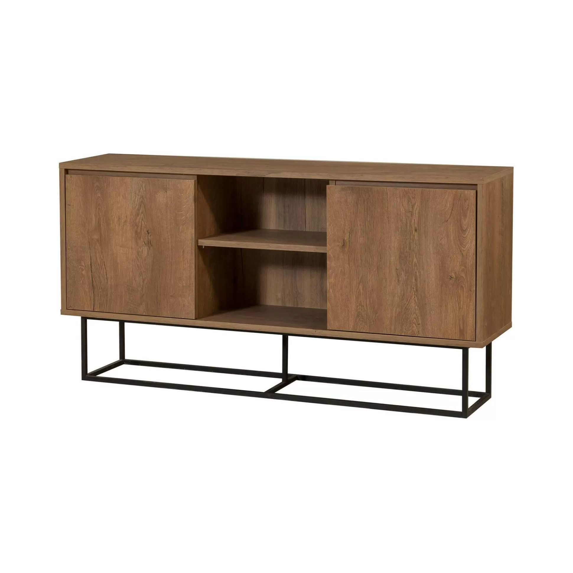 Dmora Credenze<Credenza Levante, 140x36h72 cm, Noce e Nero