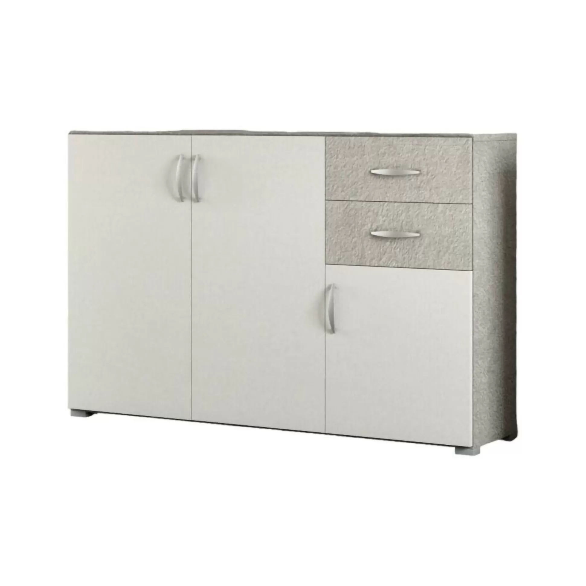 Dmora Credenze<Credenza Lionrock, 120x35h83 cm, Bianco e Cemento