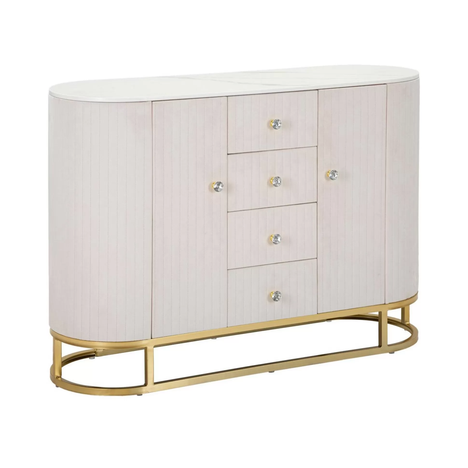 Dmora Credenze<Credenza Lodovico, 120x40 h85 cm, Crema e Bianco
