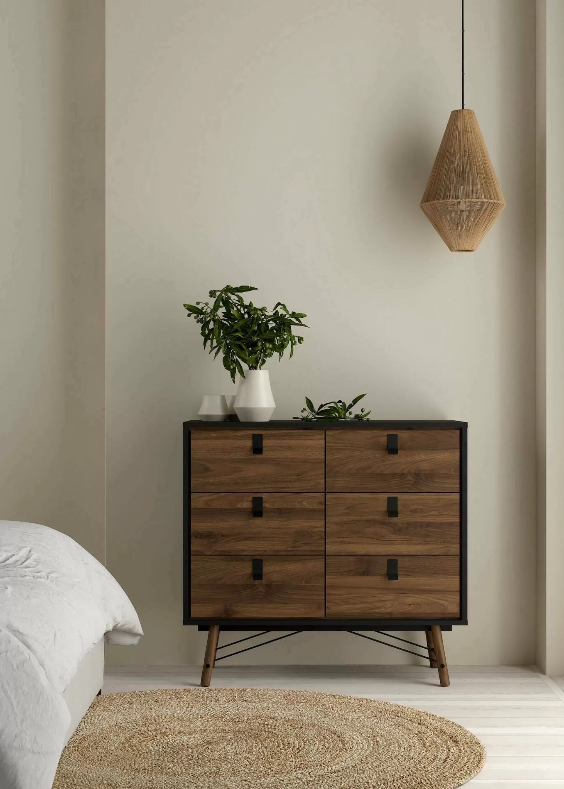Dmora Credenze<Credenza Maka, 40x102 h95 cm, Nero e Noce