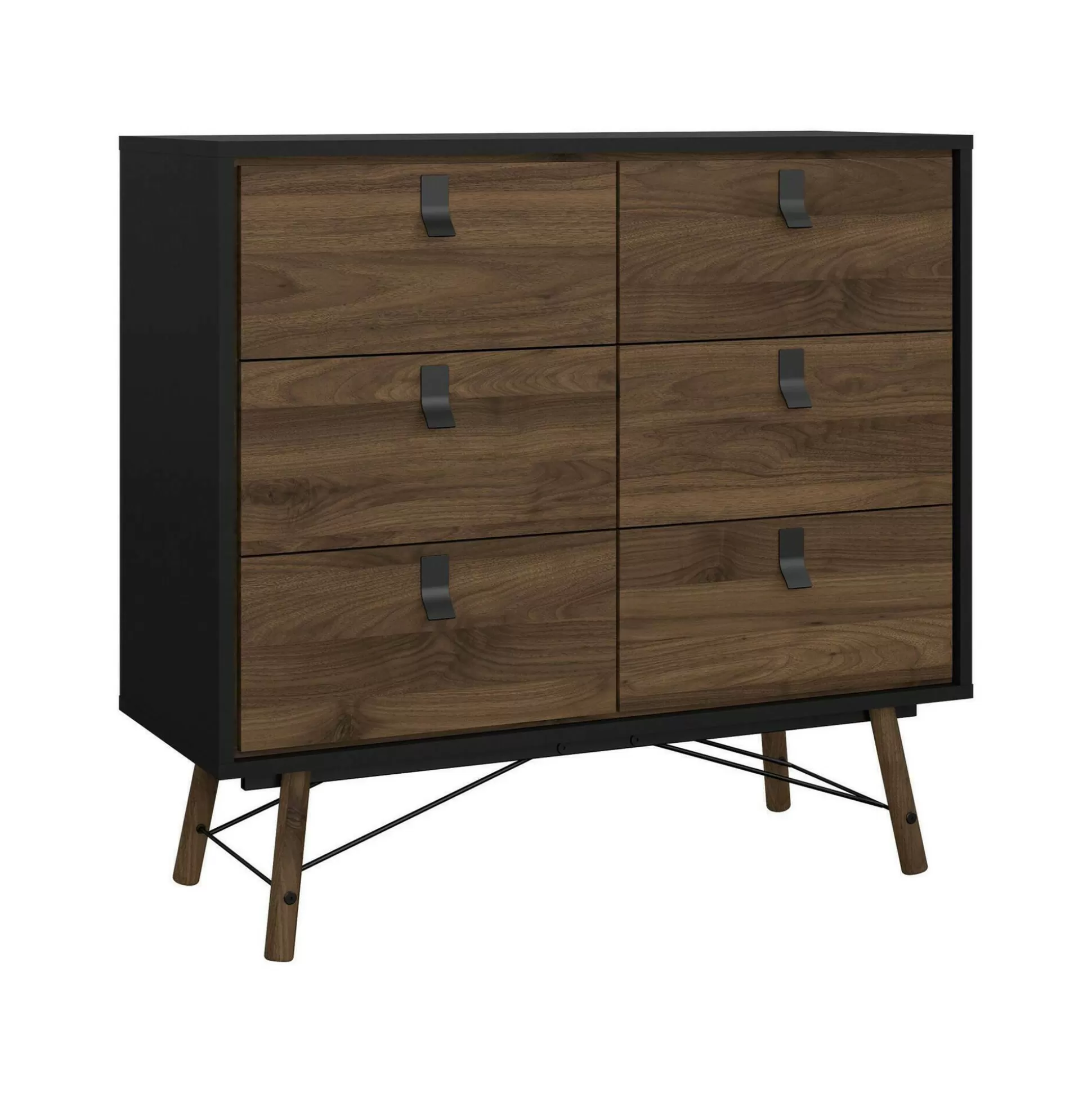 Dmora Credenze<Credenza Maka, 40x102 h95 cm, Nero e Noce
