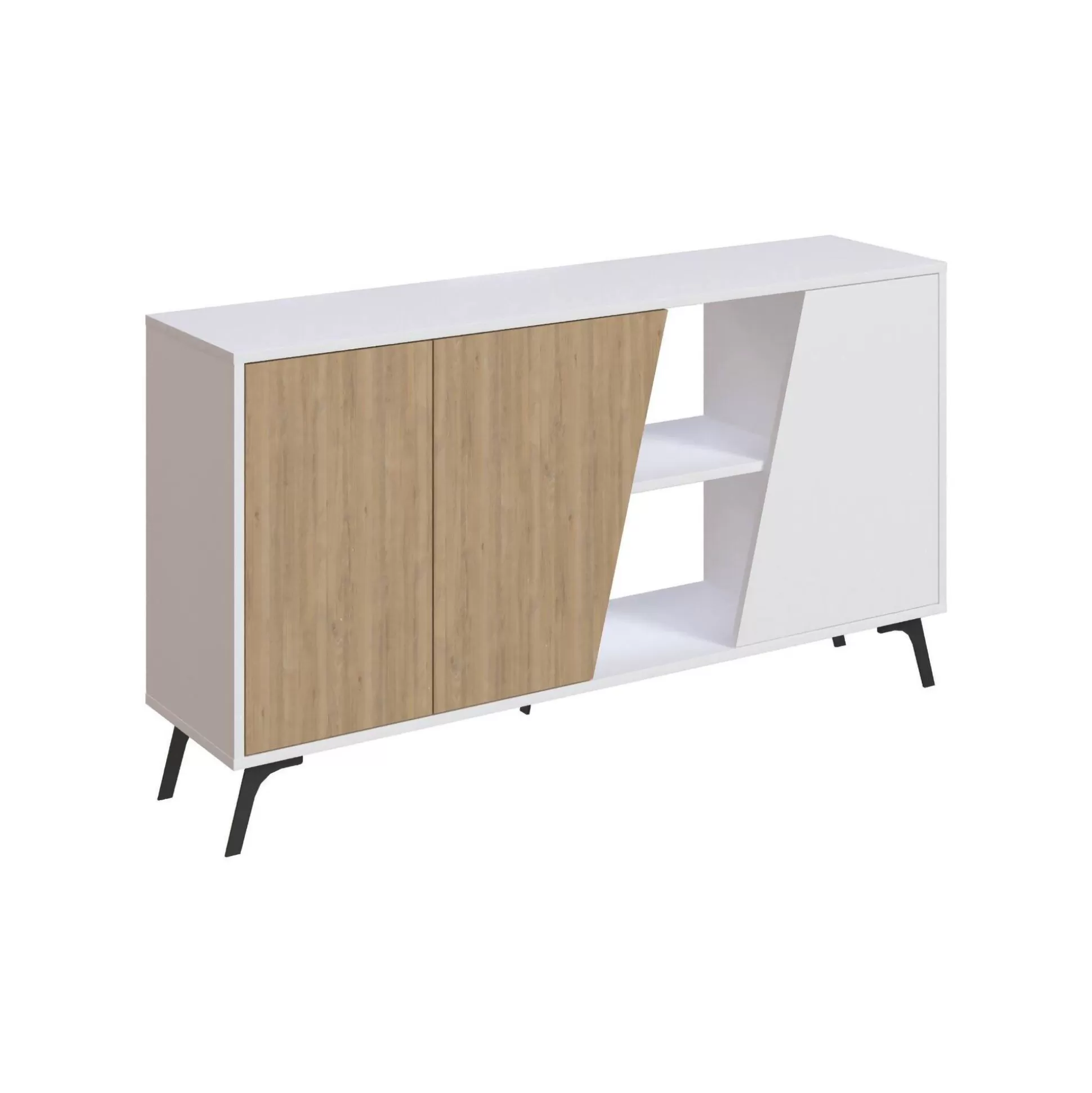 Dmora Credenze<Credenza Margravi, 150x36 h82 cm, Quercia e Bianco