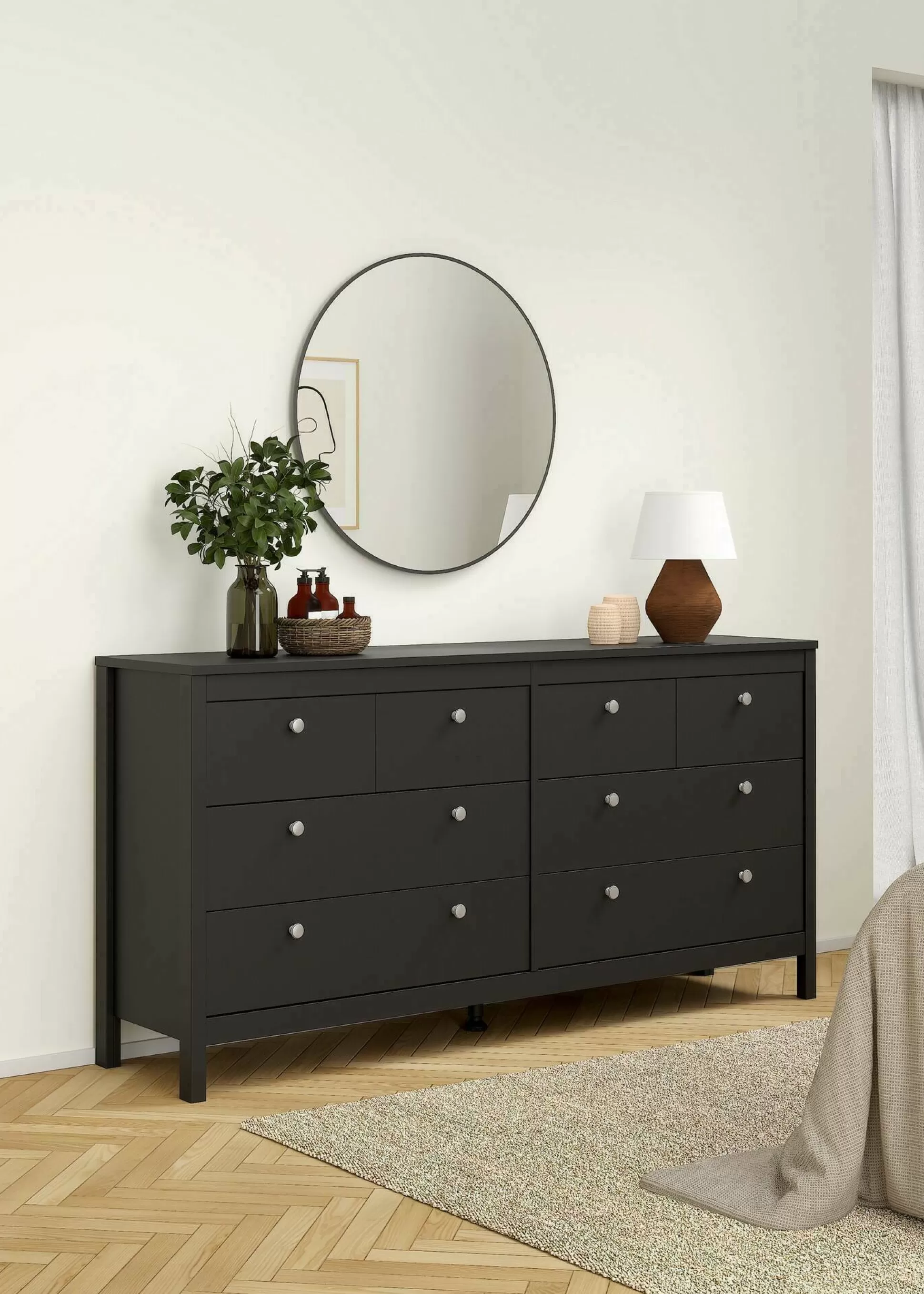 Dmora Credenze<Credenza Molise, 40x99 h87 cm, Nero e Quercia