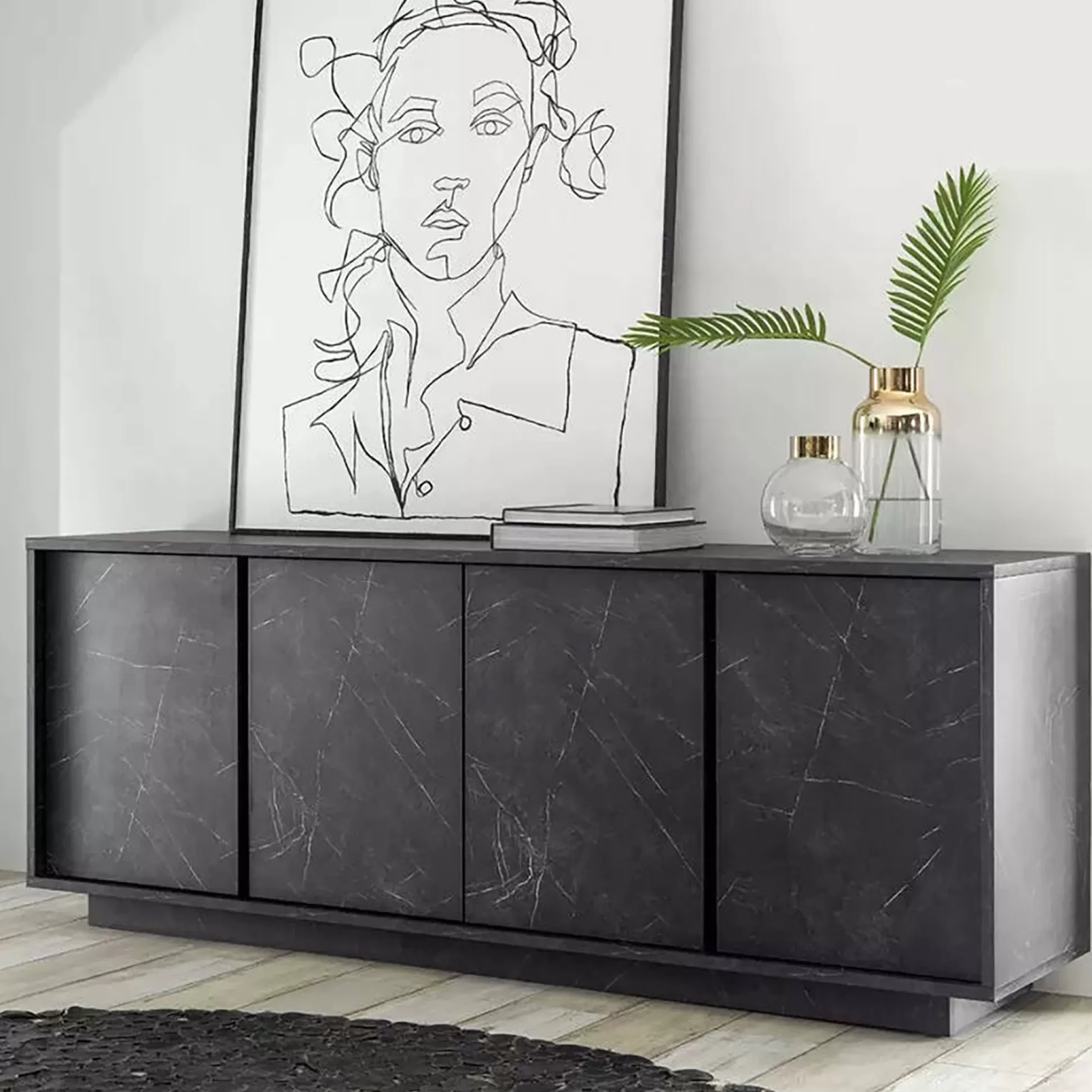 Dmora Credenze<Credenza Nika, 180x43 h79 cm,