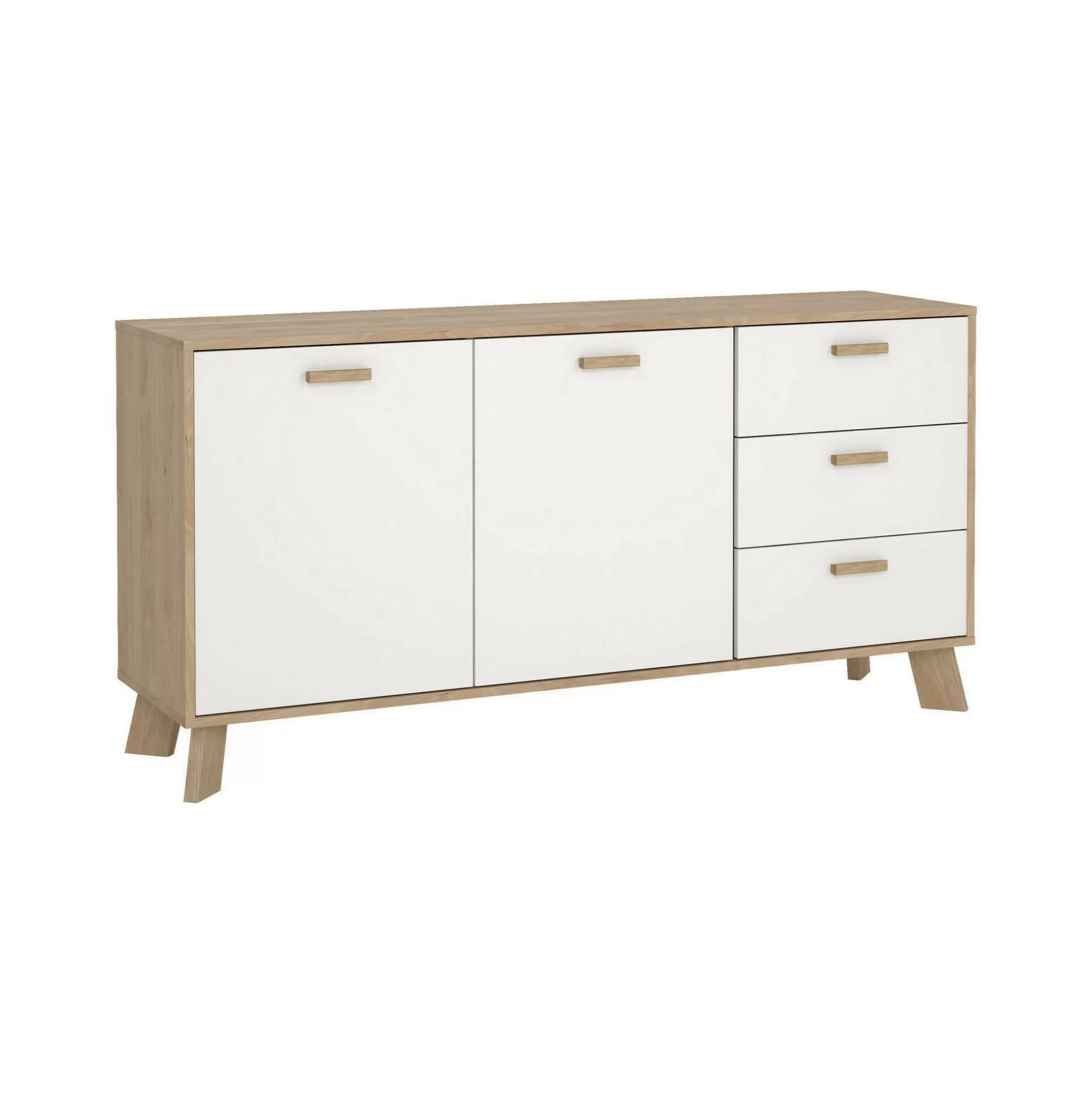 Dmora Credenze<Credenza Pepito, 39x147 h73 cm, Rovere e Bianco