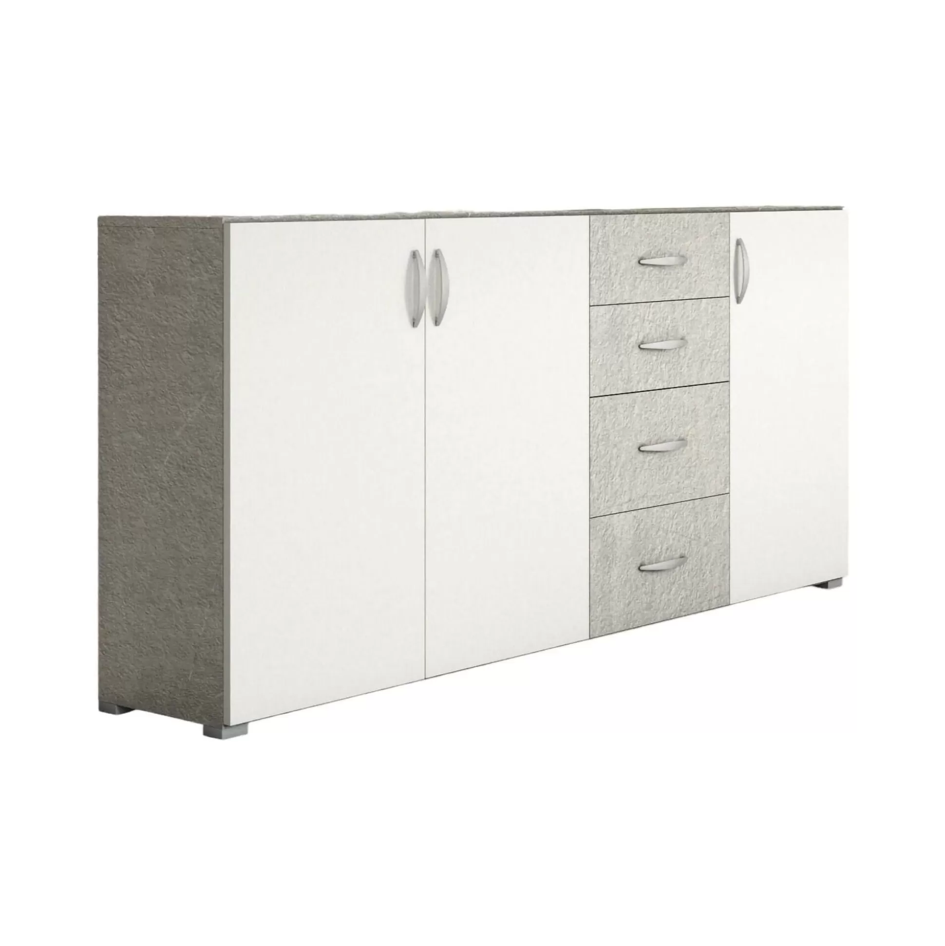 Dmora Credenze<Credenza Talas, 160x35h83 cm, Bianco e Cemento
