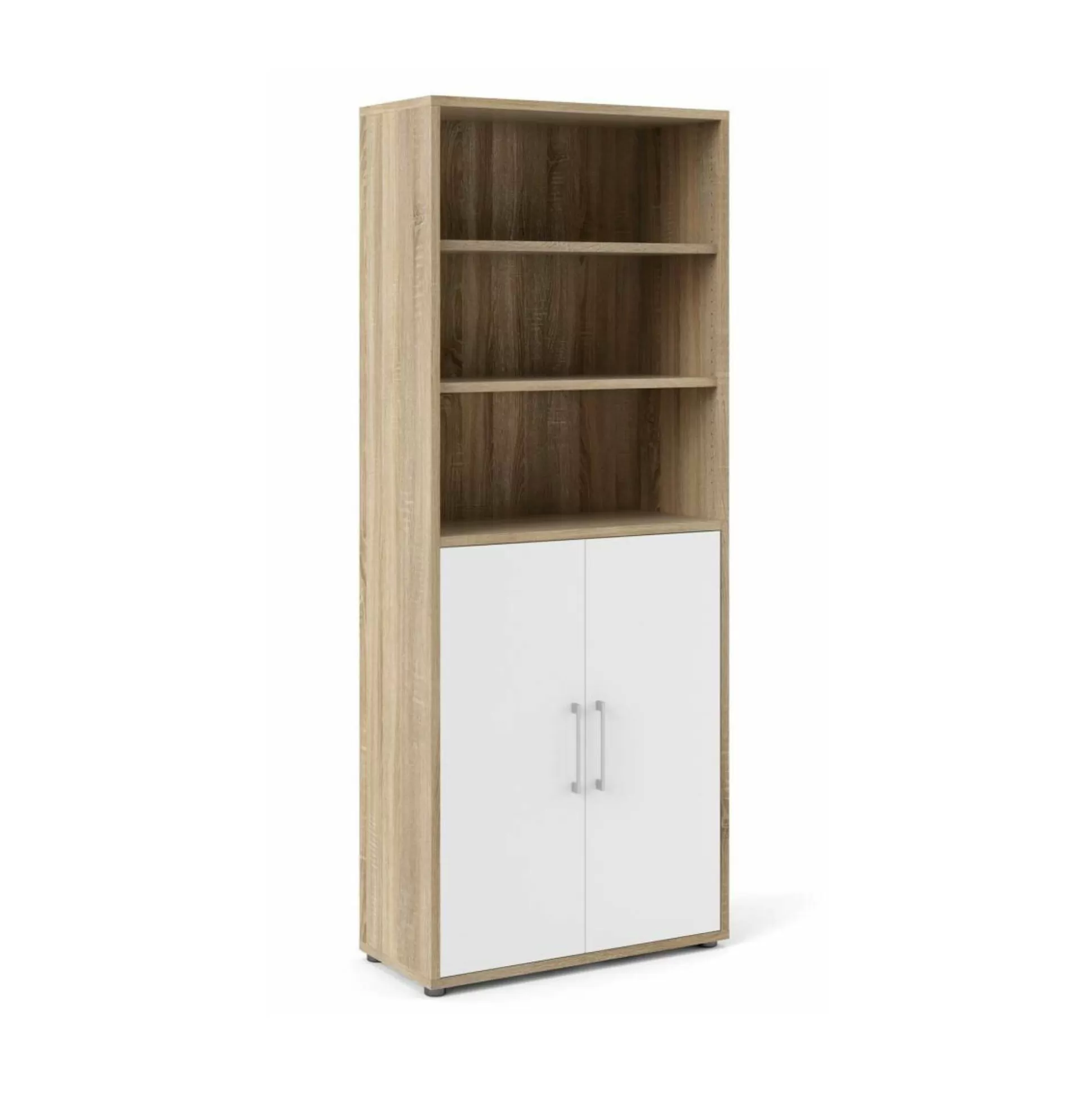 Dmora Credenze<Credenza Valsesia, 89x40 h222 cm, Quercia e Bianco
