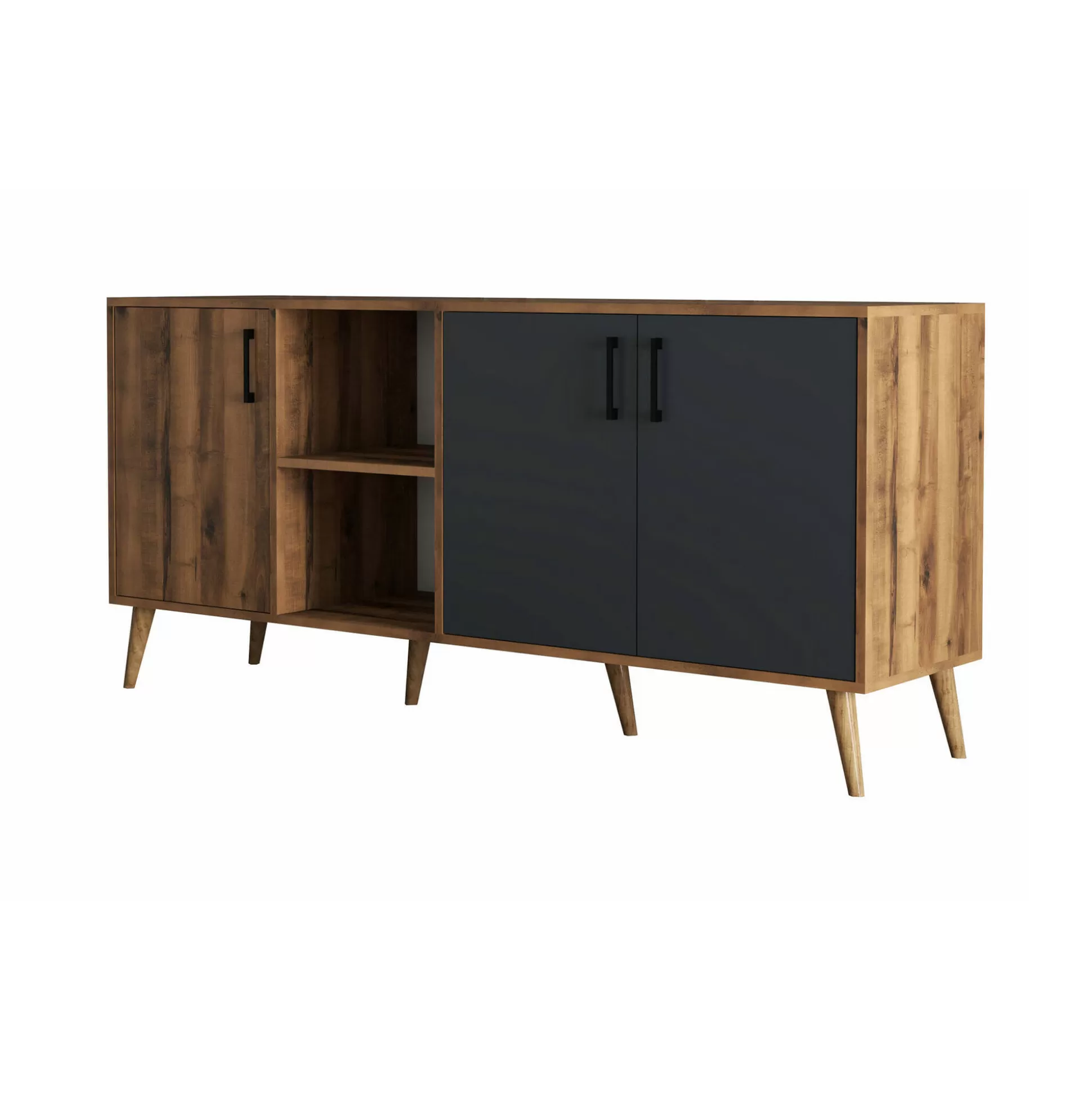 Dmora Credenze<Credenza Vardah, 180x45 h80 cm, Noce e Antracite