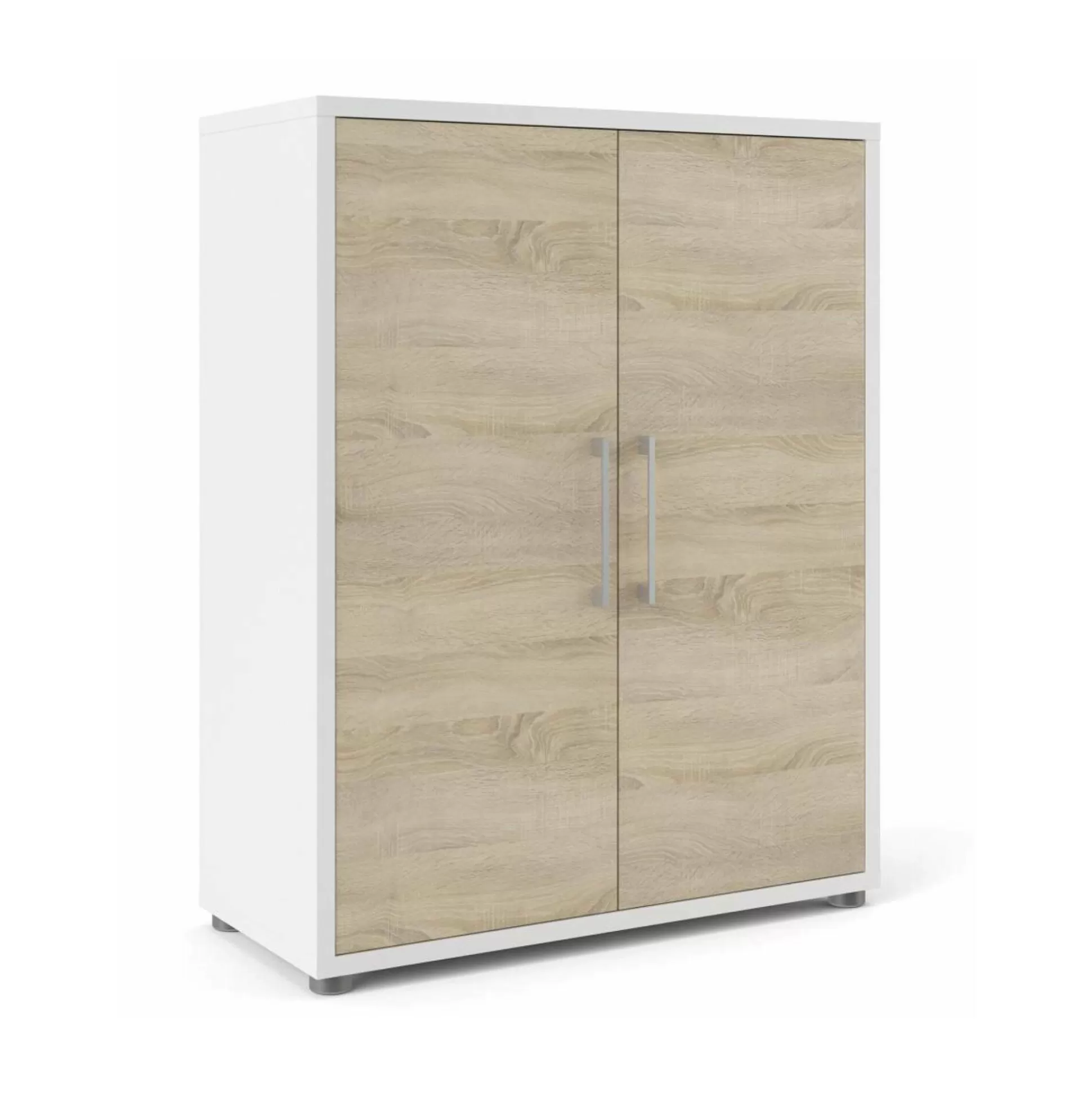 Dmora Credenze<Credenza Warszawa, 89x40 h113 cm, Bianco e Quercia