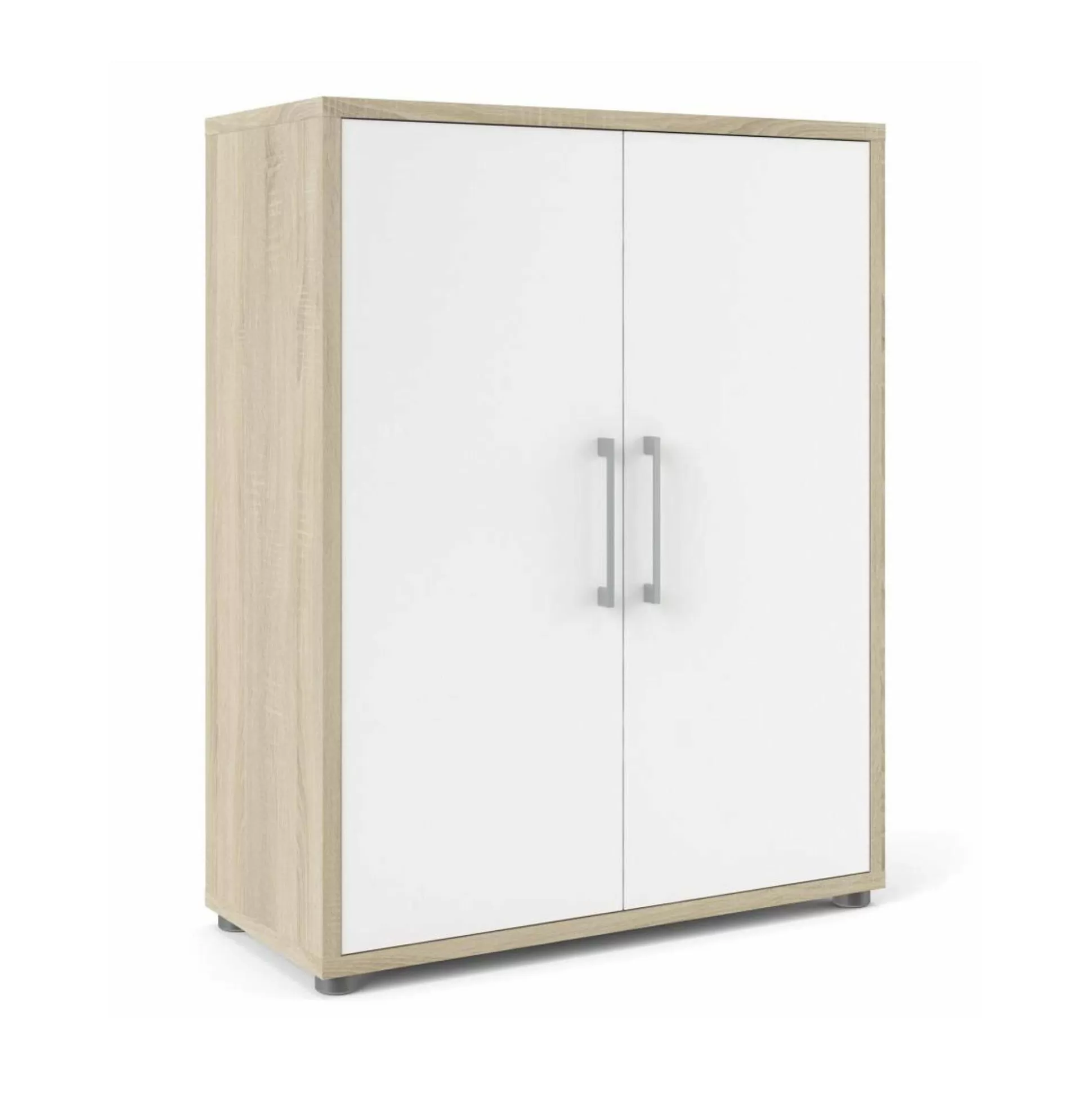 Dmora Credenze<Credenza Warszawa, 89x40 h113 cm, Quercia e Bianco