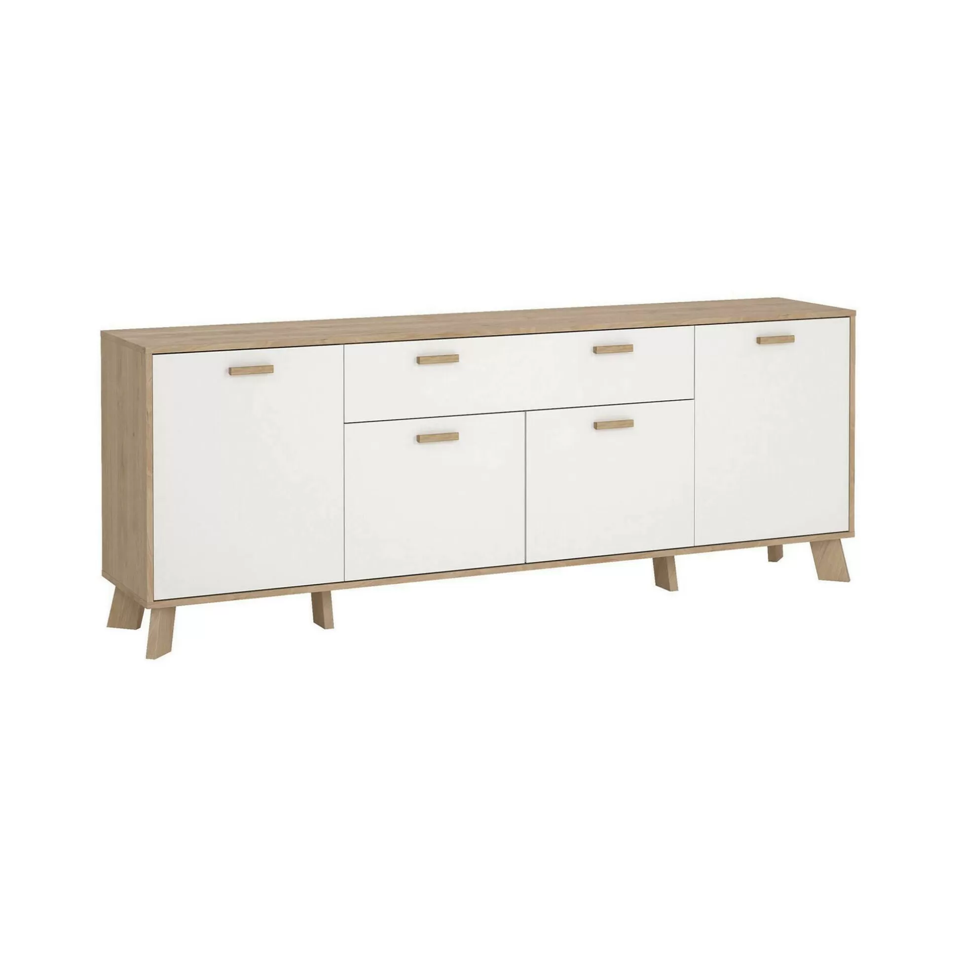 Dmora Credenze<Credenza Wukong, 39x196 h73 cm, Rovere e Bianco