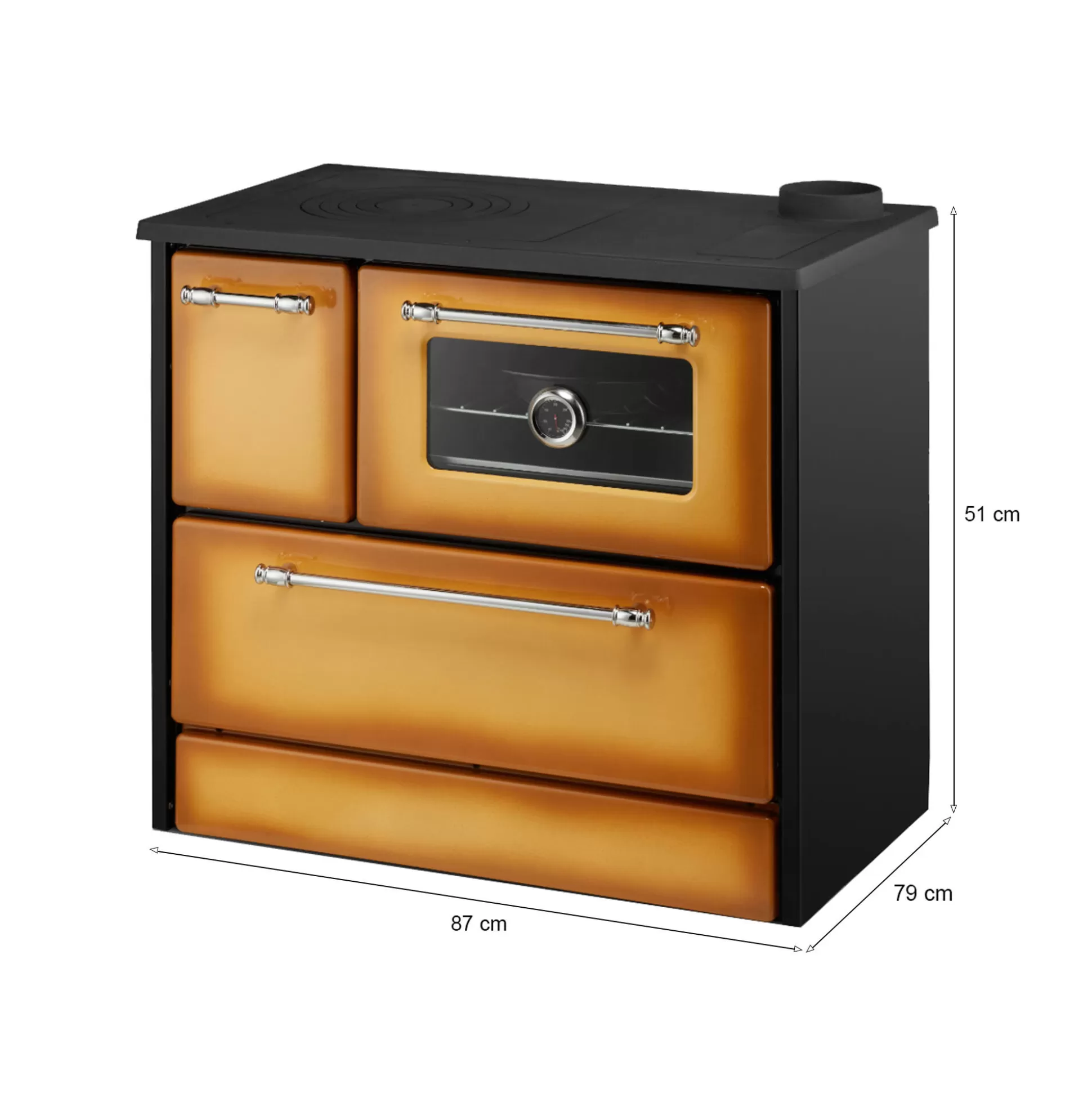 Dmora Stufe A Legna<Cucina a legna Andalo, 87x51 h79 cm, Giallo e Nero
