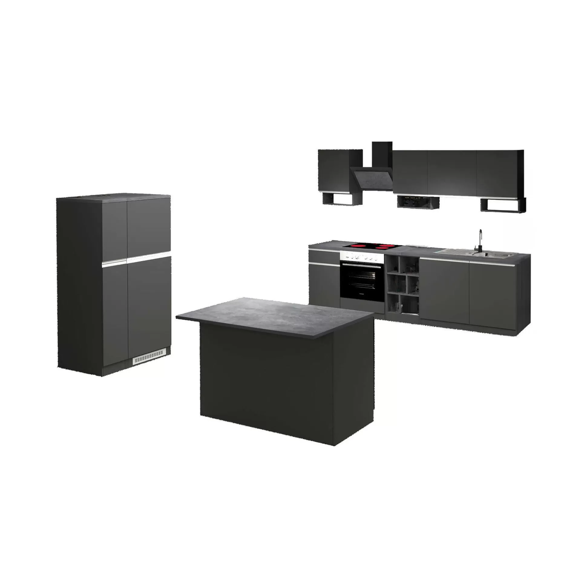 Dmora Cucine Complete<Cucina completa Arlo, 100% Made in Italy, Antracite e Ardesia