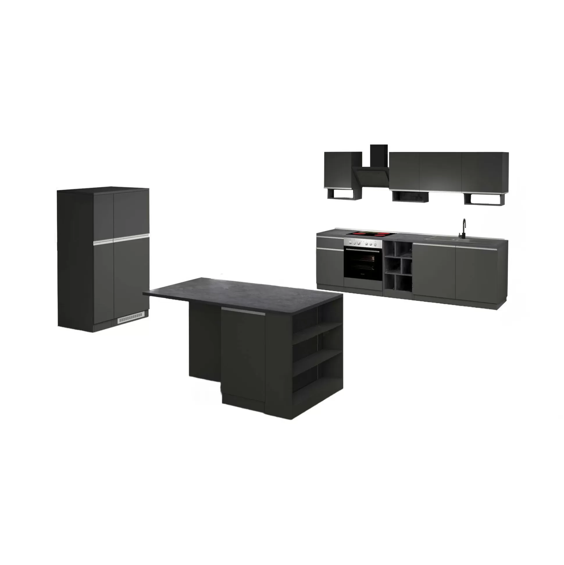 Dmora Cucine Complete<Cucina completa Arlo, 100% Made in Italy, Antracite e Ardesia