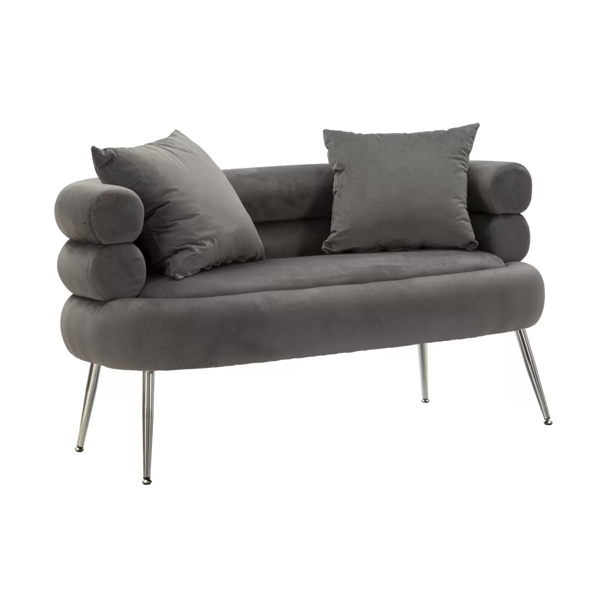 Dmora Divani Fissi 2 Posti<Divano fisso 2 posti Casier, 133x68 h69 cm, Grigio e Argento