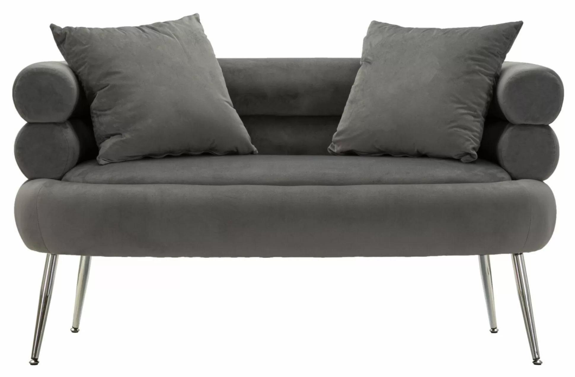 Dmora Divani Fissi 2 Posti<Divano fisso 2 posti Casier, 133x68 h69 cm, Grigio e Argento