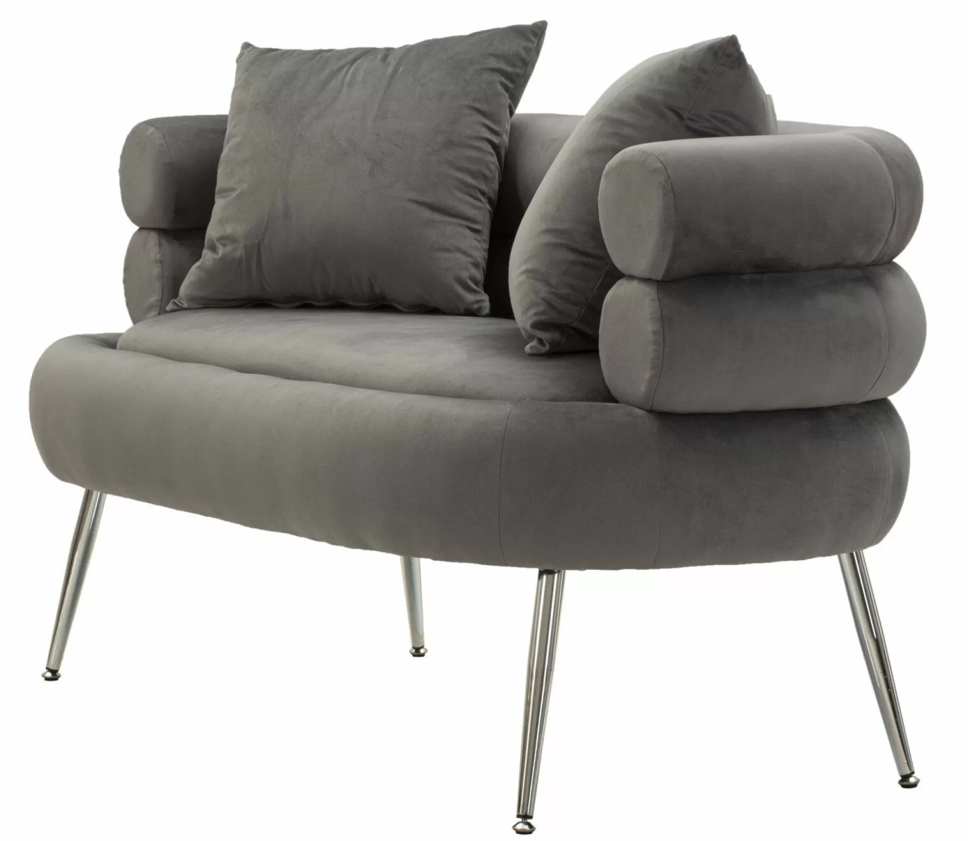 Dmora Divani Fissi 2 Posti<Divano fisso 2 posti Casier, 133x68 h69 cm, Grigio e Argento