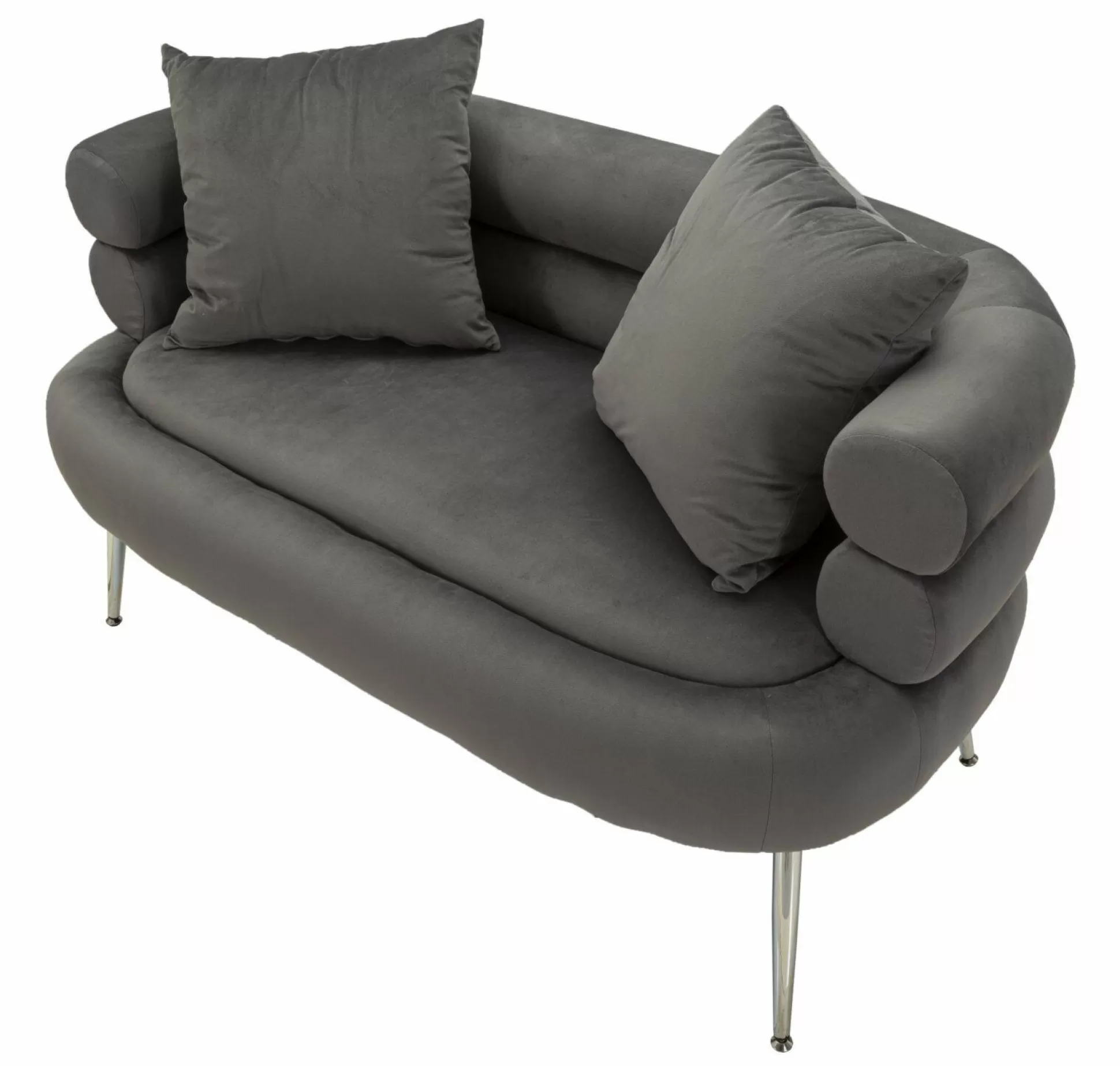 Dmora Divani Fissi 2 Posti<Divano fisso 2 posti Casier, 133x68 h69 cm, Grigio e Argento