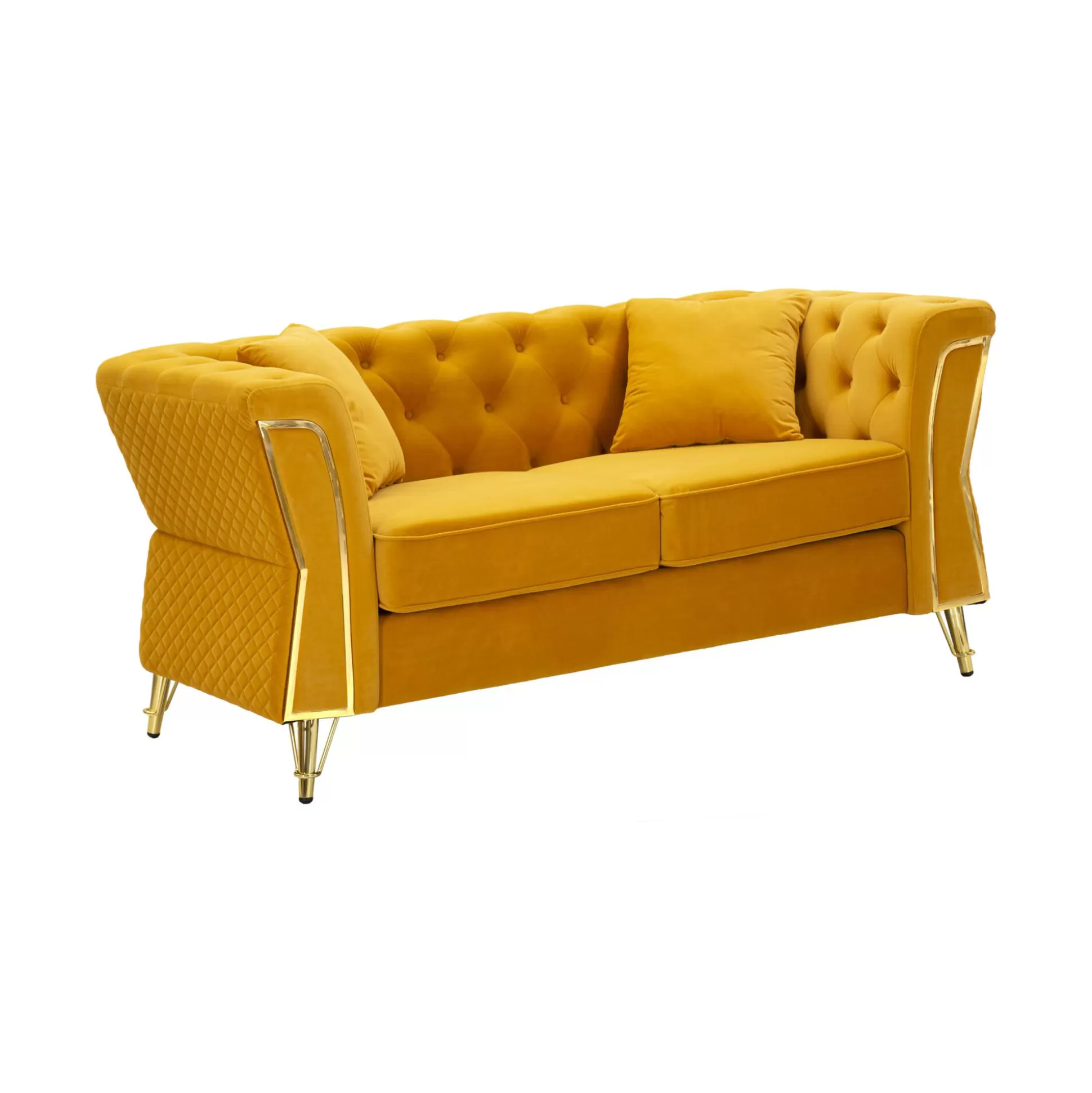 Dmora Divani Fissi 2 Posti<Divano fisso 2 posti Casio, 162x83 h76 cm, Ocra e Oro
