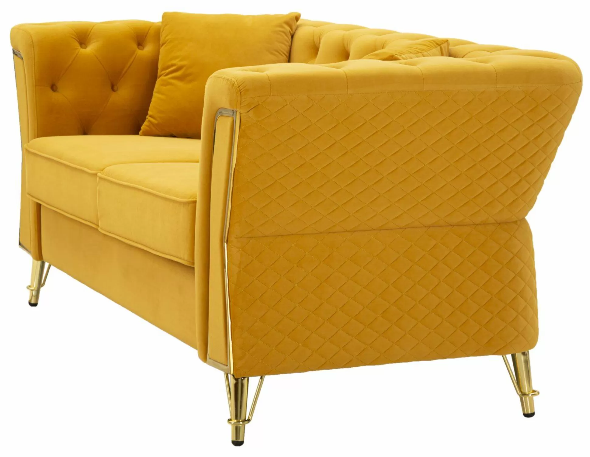 Dmora Divani Fissi 2 Posti<Divano fisso 2 posti Casio, 162x83 h76 cm, Ocra e Oro
