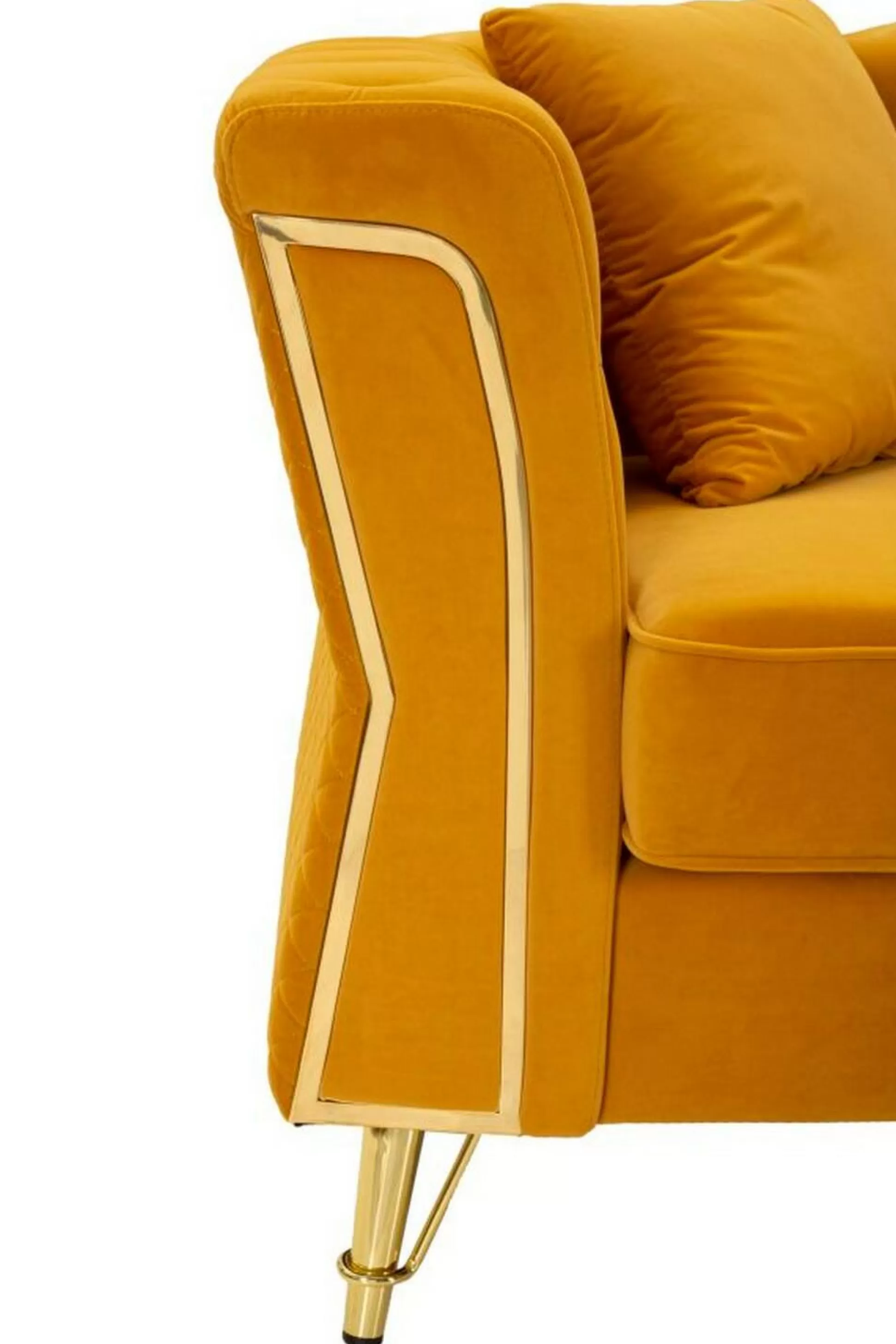Dmora Divani Fissi 2 Posti<Divano fisso 2 posti Casio, 162x83 h76 cm, Ocra e Oro