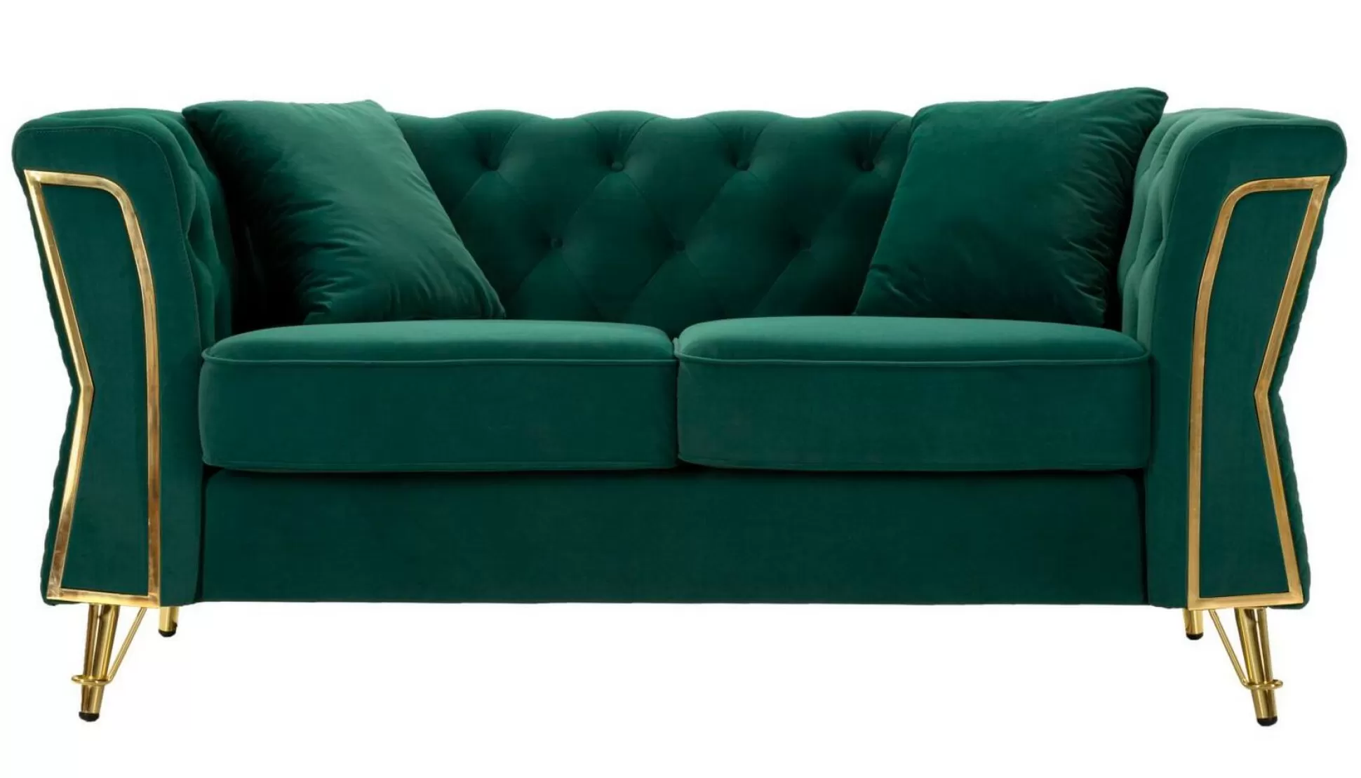 Dmora Divani Fissi 2 Posti<Divano fisso 2 posti Casio, 162x83 h76 cm, Verde e Oro