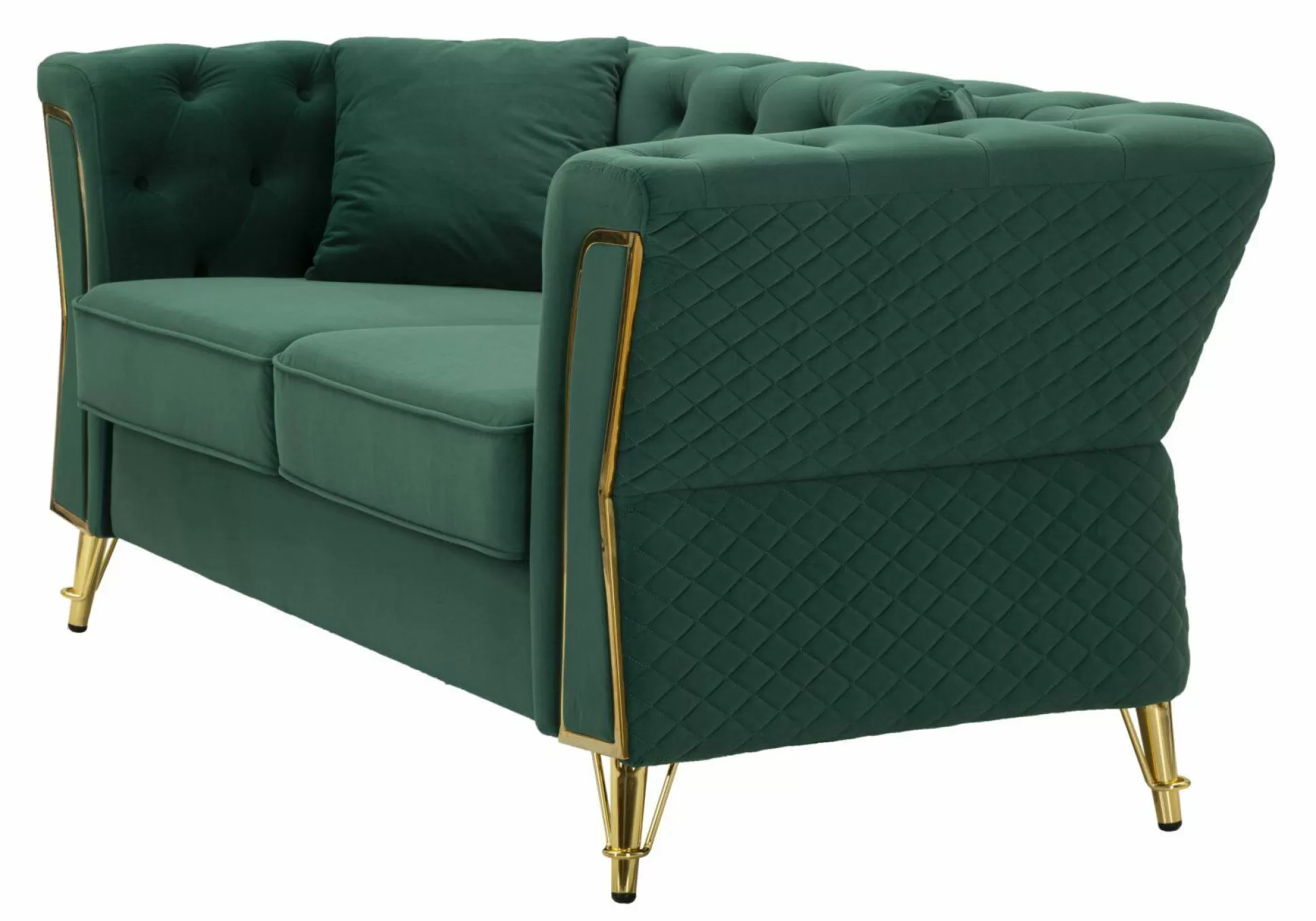 Dmora Divani Fissi 2 Posti<Divano fisso 2 posti Casio, 162x83 h76 cm, Verde e Oro