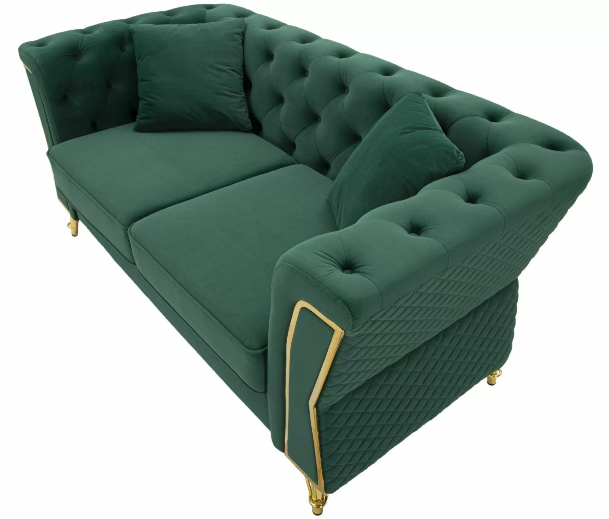 Dmora Divani Fissi 2 Posti<Divano fisso 2 posti Casio, 162x83 h76 cm, Verde e Oro
