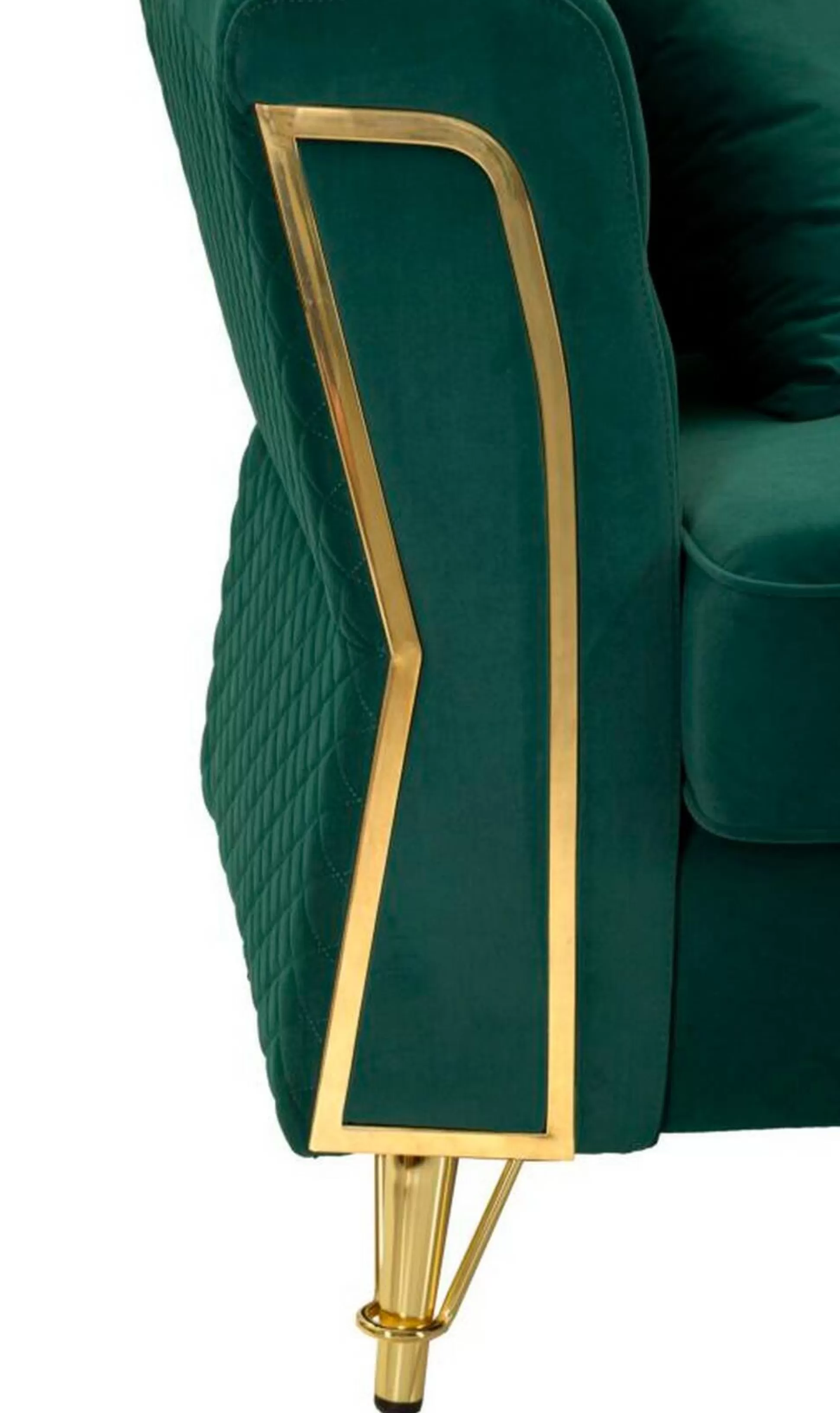 Dmora Divani Fissi 2 Posti<Divano fisso 2 posti Casio, 162x83 h76 cm, Verde e Oro