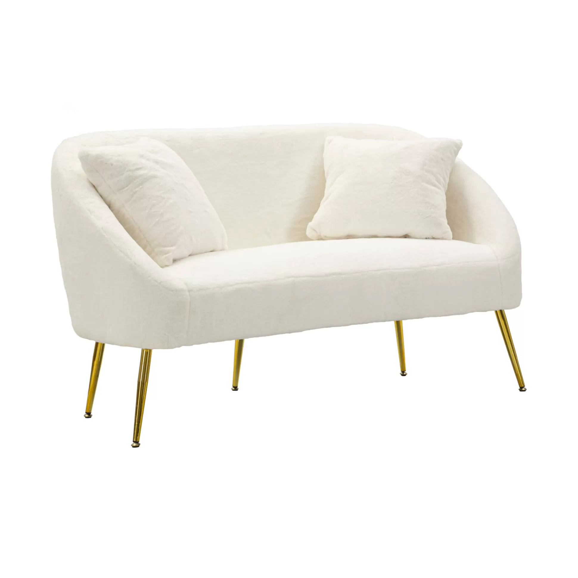 Dmora Divani Fissi 2 Posti<Divano fisso 2 posti Pittari, 137x69 h79 cm, Bianco e Oro