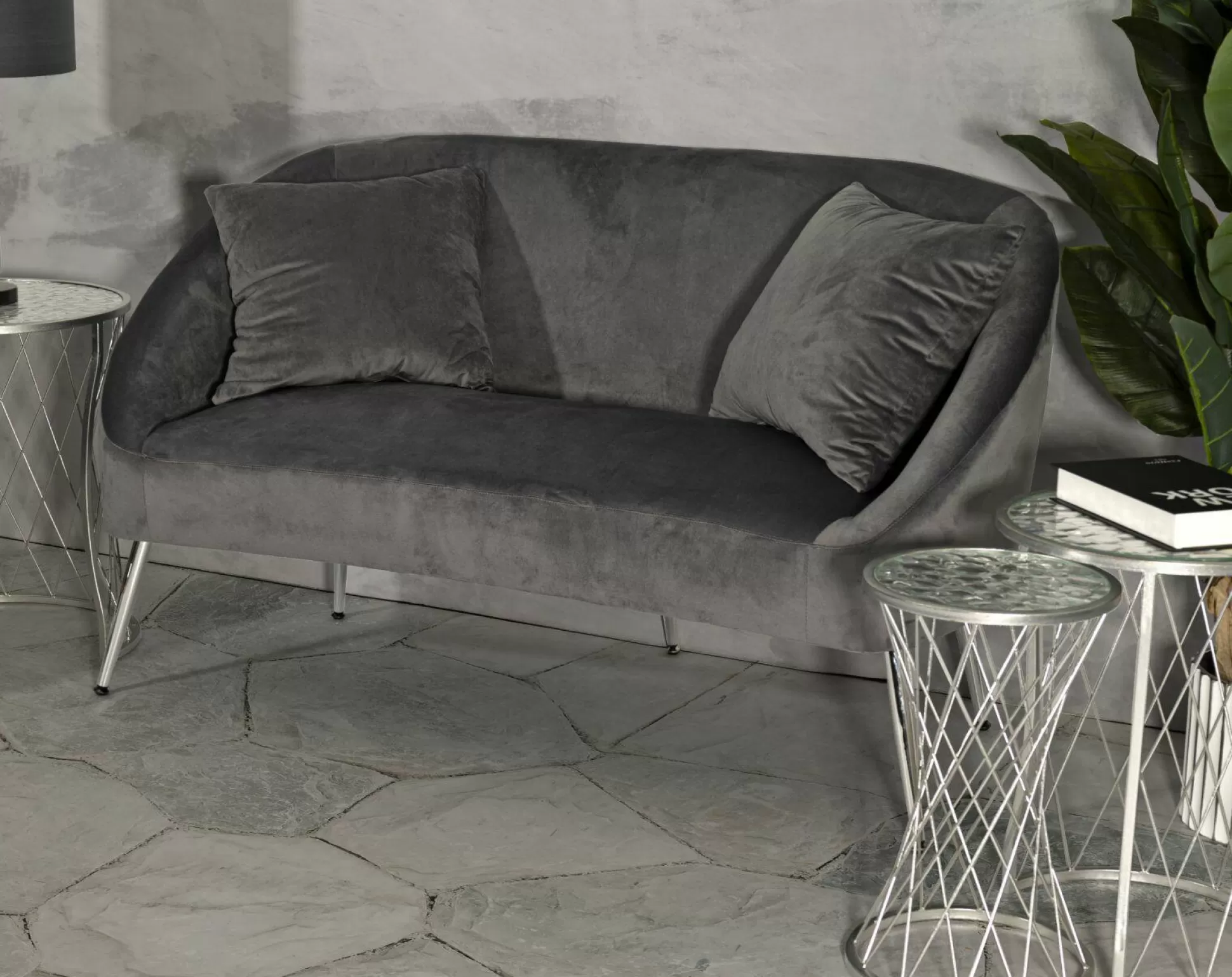 Dmora Divani Fissi 2 Posti<Divano fisso 2 posti Pittari, 137x69 h79 cm, Grigio e Argento