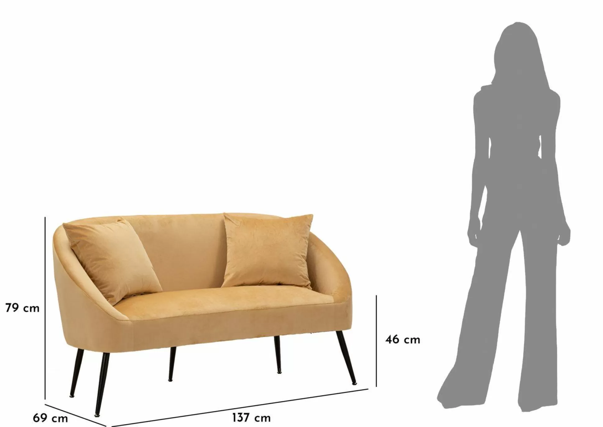 Dmora Divani Fissi 2 Posti<Divano fisso 2 posti Pittari, 137x69 h79 cm, Marrone e Nero