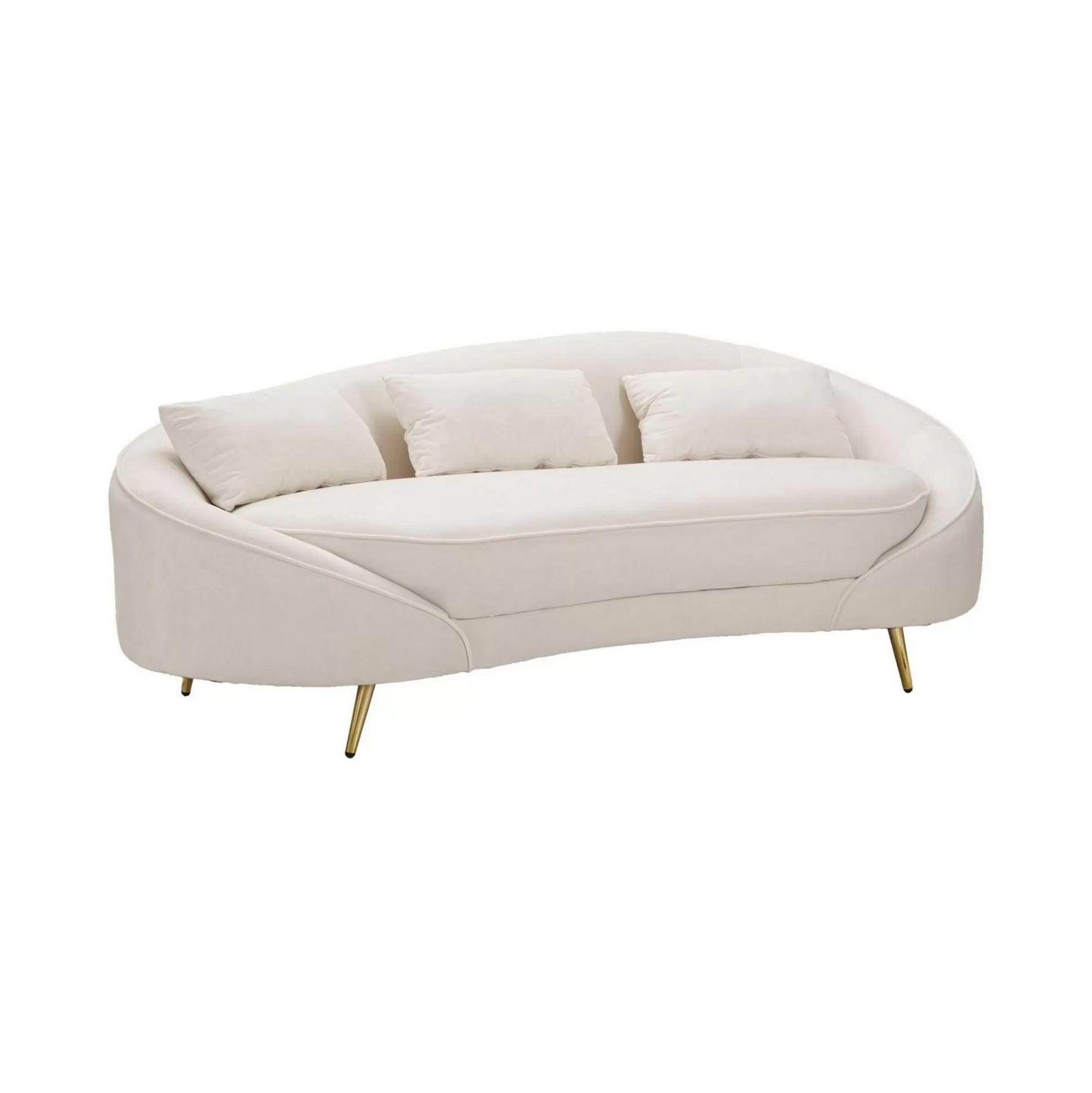 Dmora Divani Fissi 3 Posti<Divano fisso 3 posti Verte, 185x84 h68 cm, Crema e Oro
