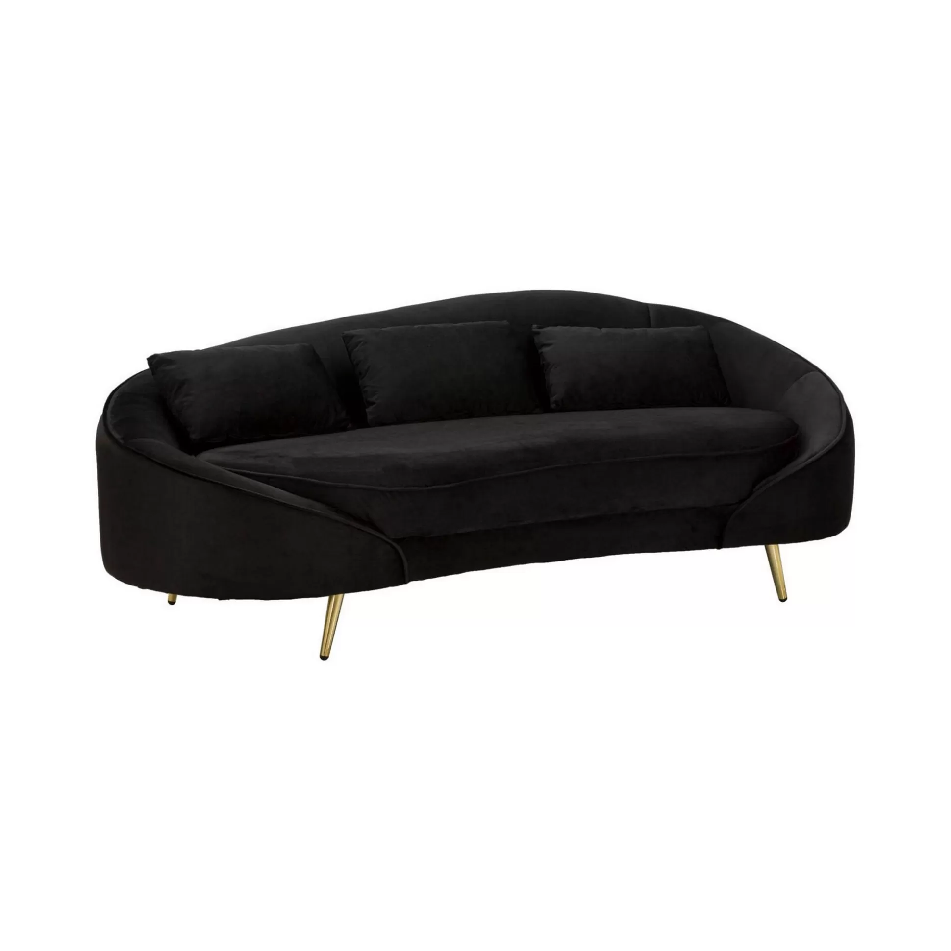 Dmora Divani Fissi 3 Posti<Divano fisso 3 posti Verte, 185x84 h68 cm, Nero e Oro