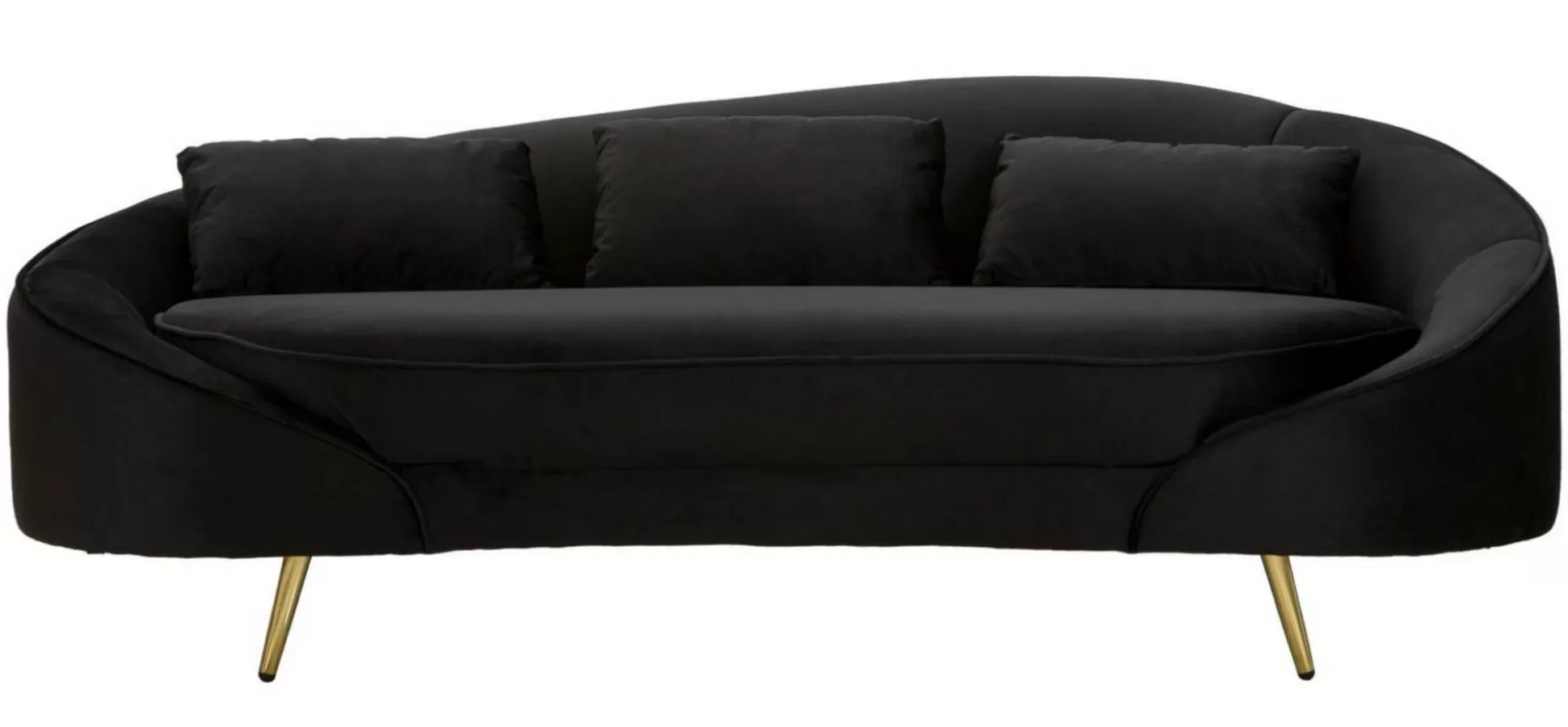 Dmora Divani Fissi 3 Posti<Divano fisso 3 posti Verte, 185x84 h68 cm, Nero e Oro