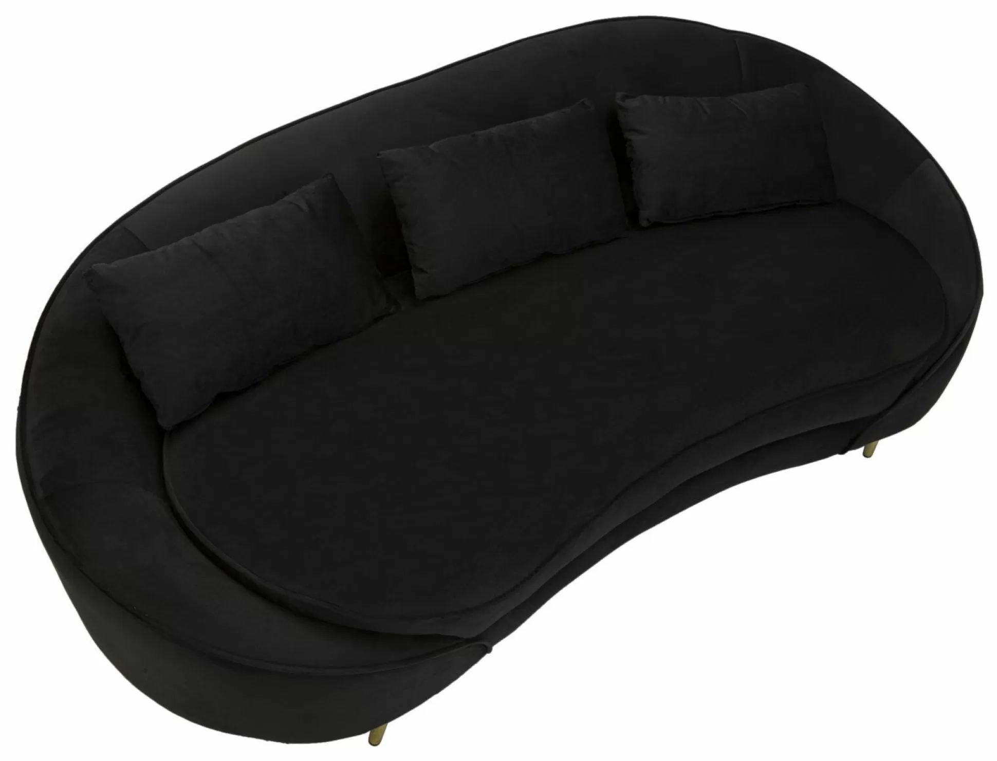 Dmora Divani Fissi 3 Posti<Divano fisso 3 posti Verte, 185x84 h68 cm, Nero e Oro