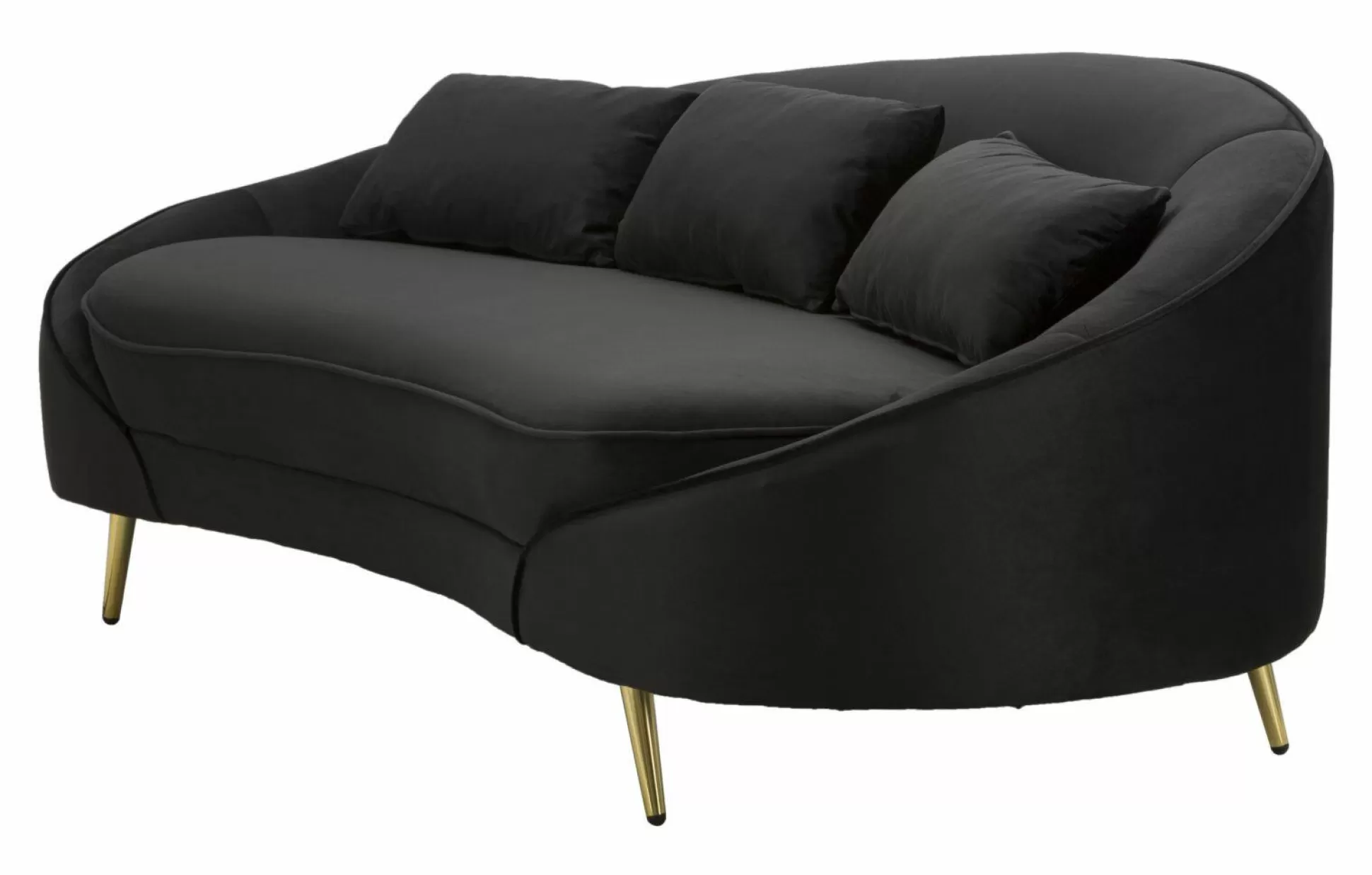 Dmora Divani Fissi 3 Posti<Divano fisso 3 posti Verte, 185x84 h68 cm, Nero e Oro