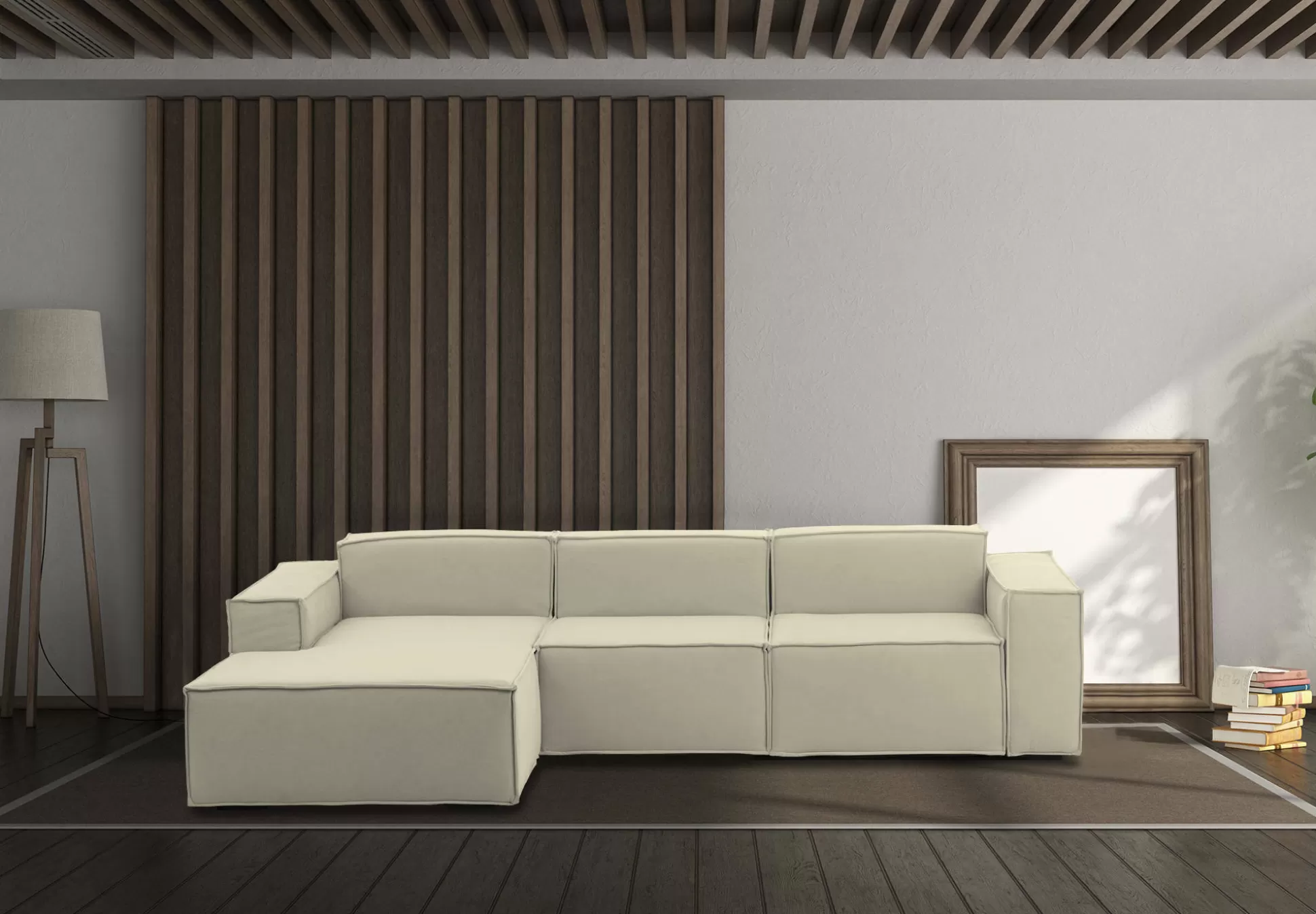 Dmora Divani Fissi Con Penisola<Divano fisso con penisola Alganibra, Cm 300x170h70,